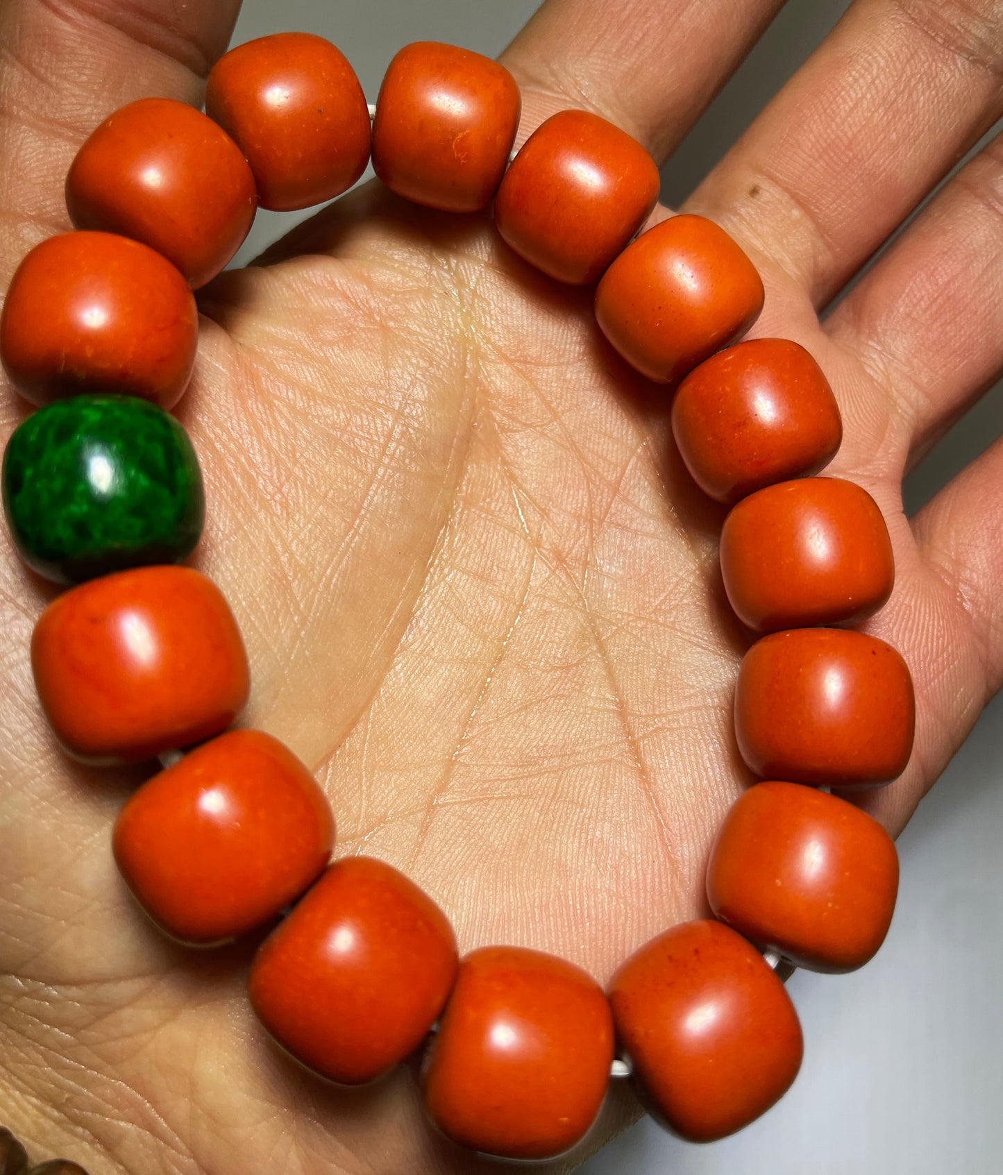 Real Tibetan Old Antique Red Coral Bracelet Mala Prayer Beads Natural Himalaya Rosary
