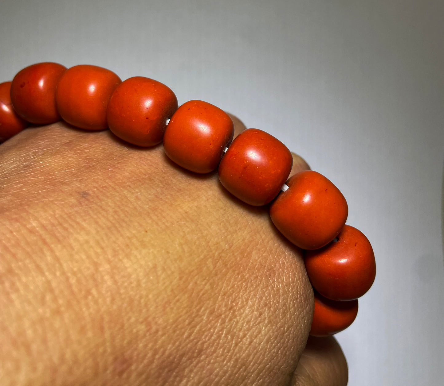 Real Tibetan Old Antique Red Coral Bracelet Mala Prayer Beads Natural Himalaya Rosary