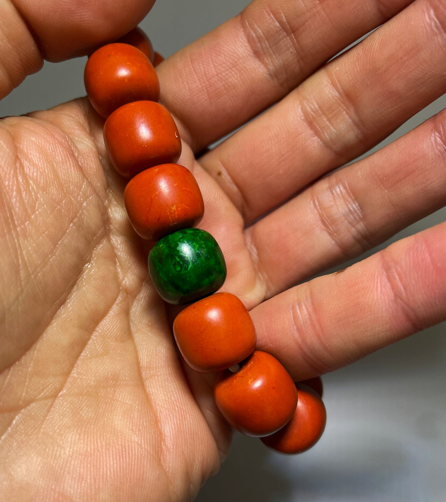 Real Tibetan Old Antique Red Coral Bracelet Mala Prayer Beads Natural Himalaya Rosary