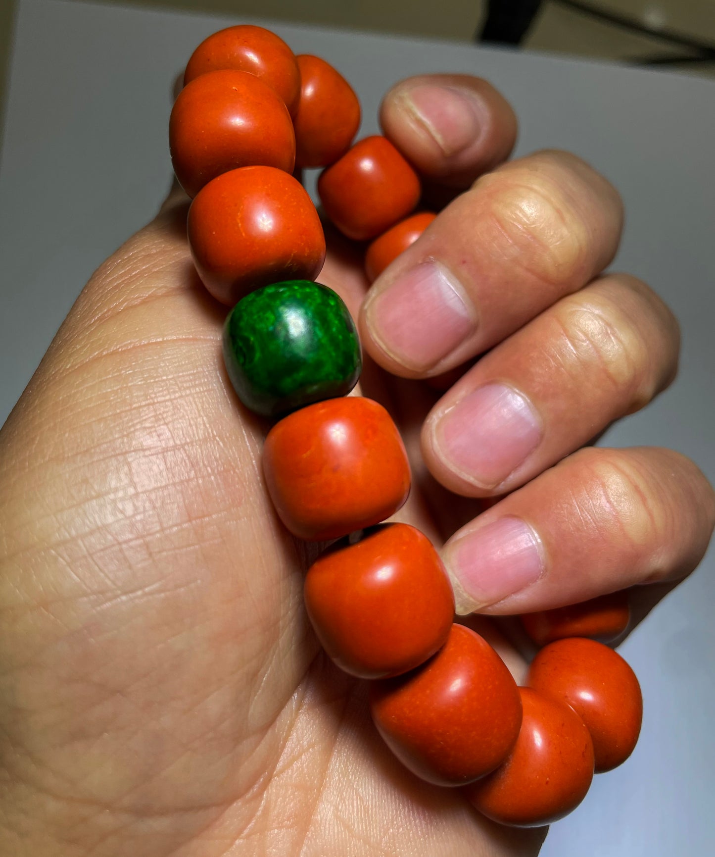 Real Tibetan Old Antique Red Coral Bracelet Mala Prayer Beads Natural Himalaya Rosary