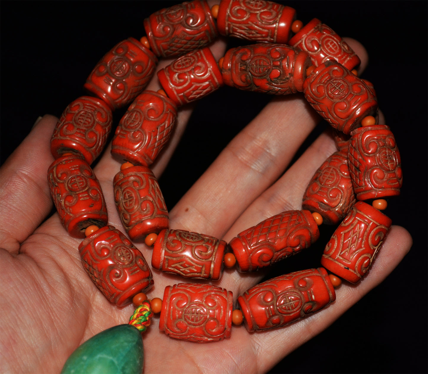 Real Tibetan Old Antique Red Coral Mala Prayer Beads Bracelet Genuine Himalayan