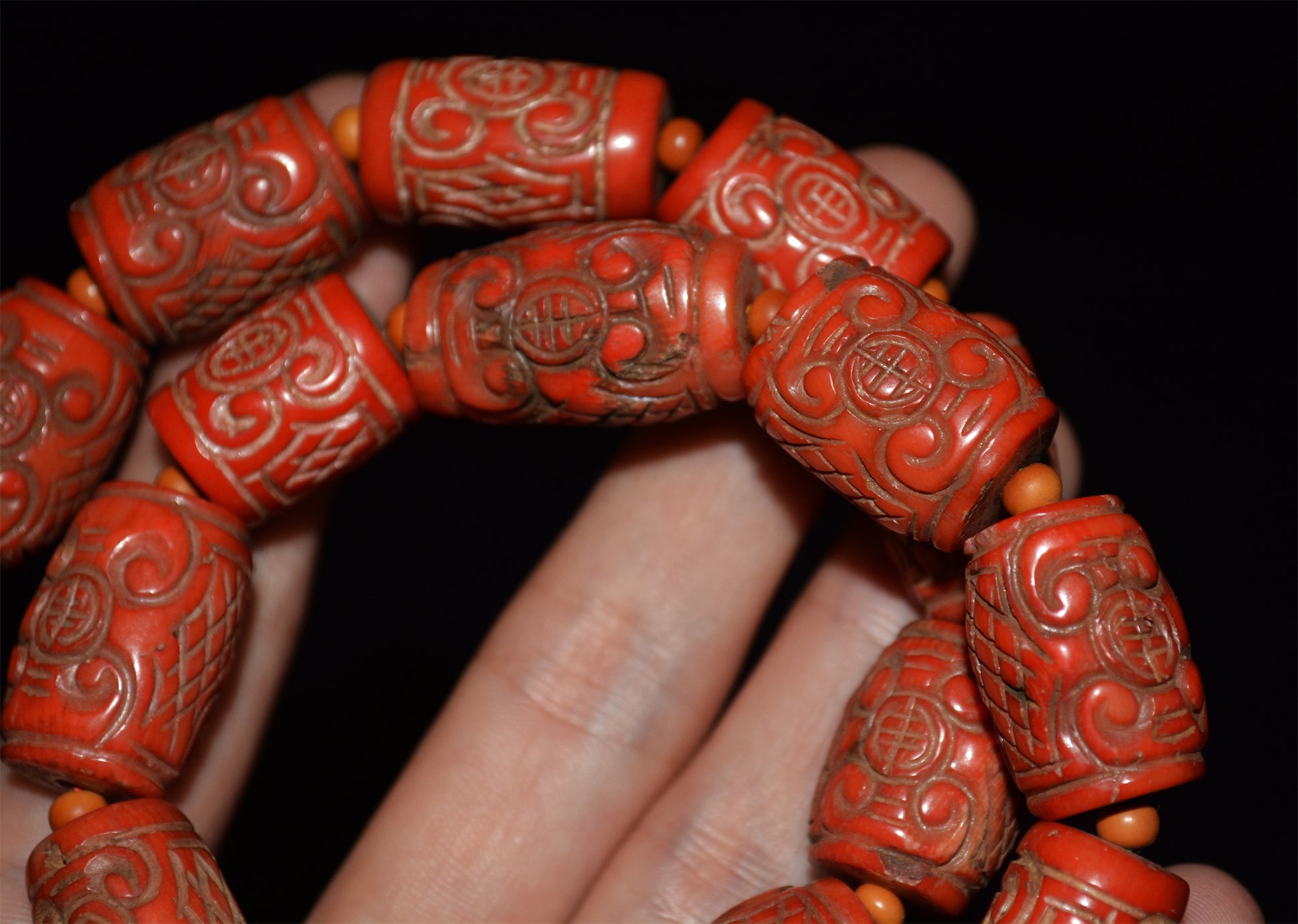 Real Tibetan Old Antique Red Coral Mala Prayer Beads Bracelet Genuine Himalayan