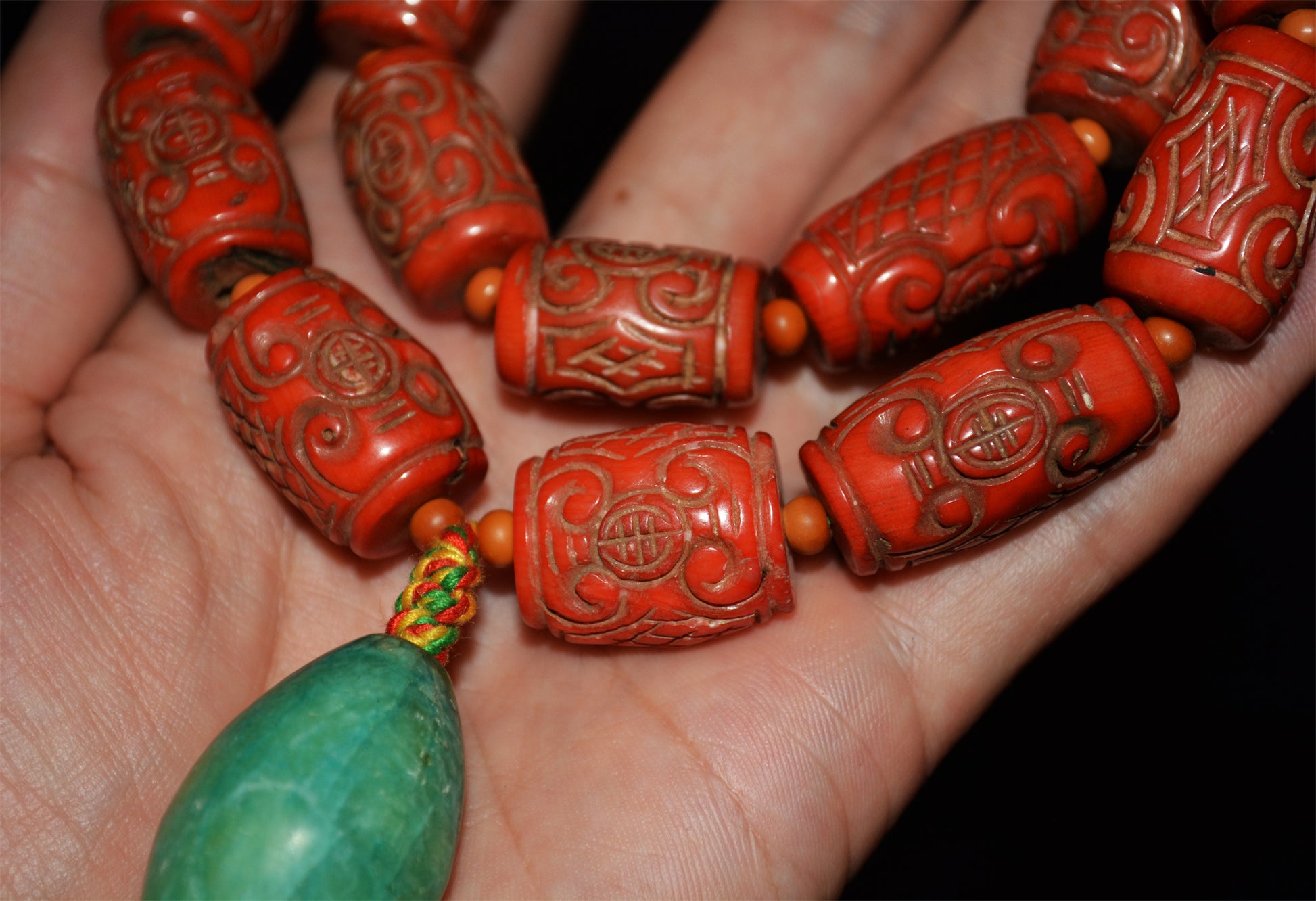 Real Tibetan Old Antique Red Coral Mala Prayer Beads Bracelet Genuine Himalayan