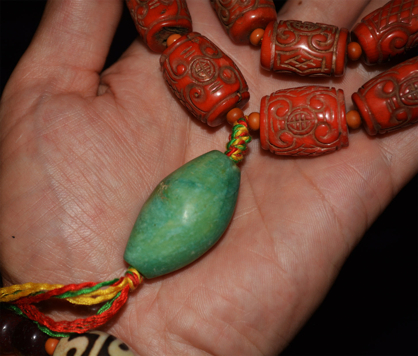 Real Tibetan Old Antique Red Coral Mala Prayer Beads Bracelet Genuine Himalayan