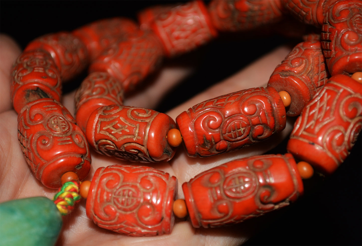 Real Tibetan Old Antique Red Coral Mala Prayer Beads Bracelet Genuine Himalayan