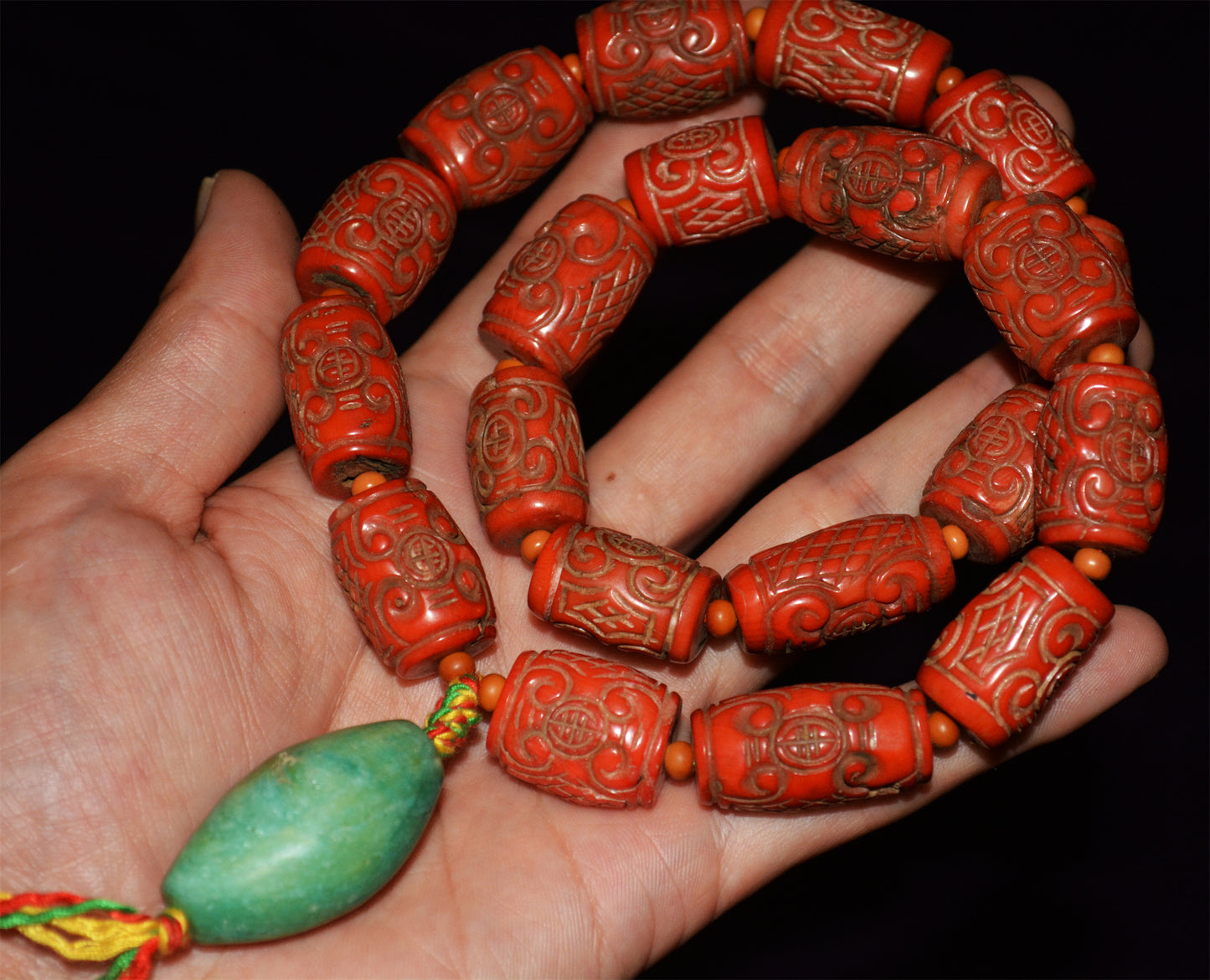 Real Tibetan Old Antique Red Coral Mala Prayer Beads Bracelet Genuine Himalayan