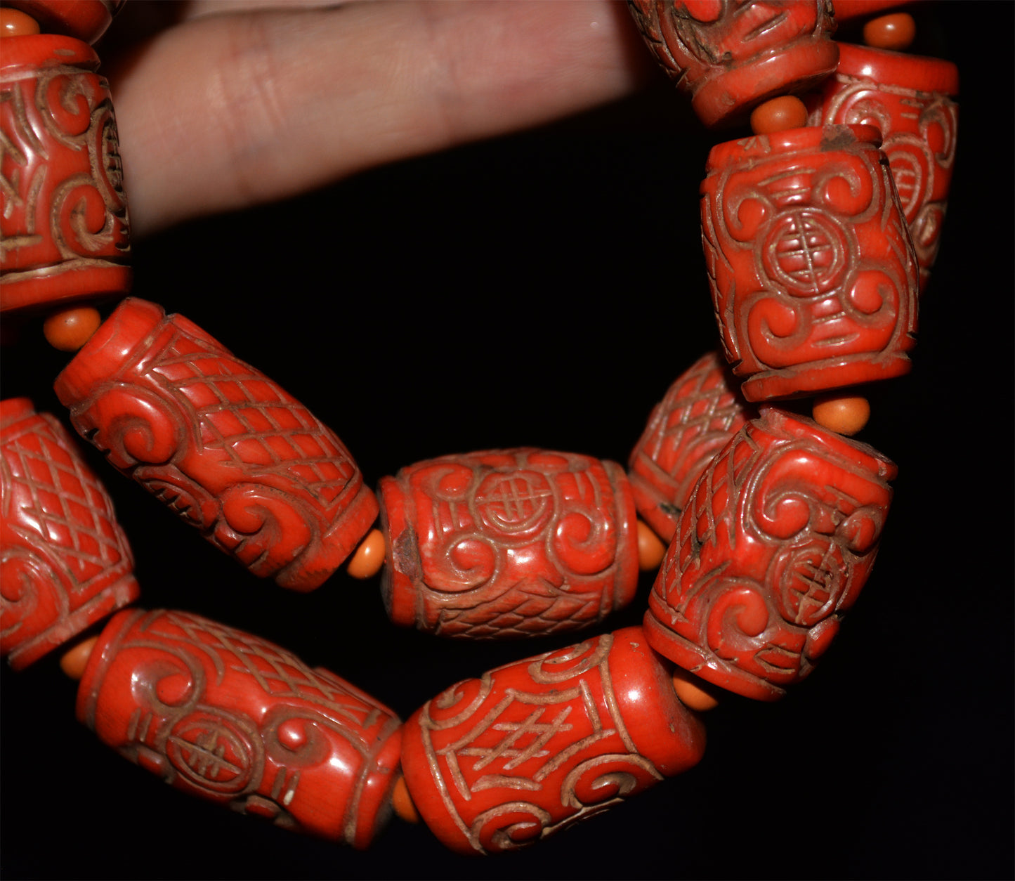 Real Tibetan Old Antique Red Coral Mala Prayer Beads Bracelet Genuine Himalayan