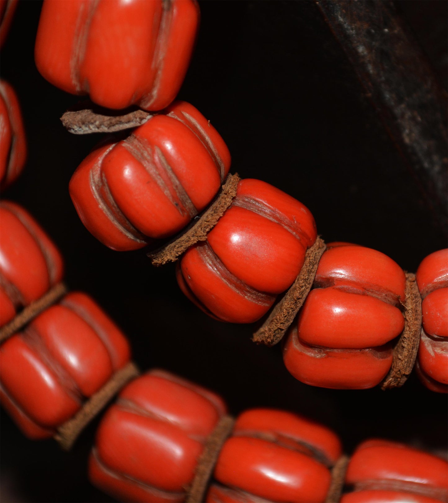 Real Tibetan Old Antique Red Coral Mala Prayer Beads Bracelet Himalayas Rosary Melon Pumpkin