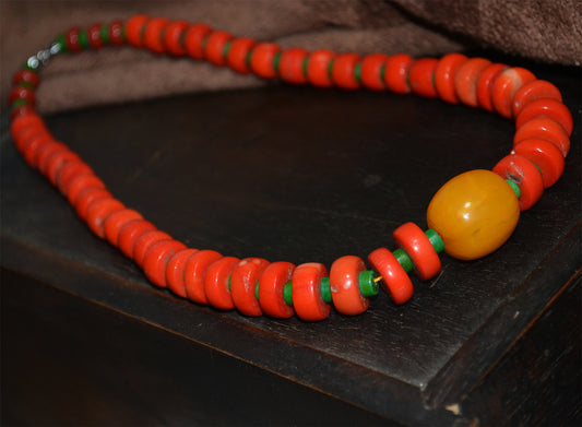 Real Tibetan Old Antique Red Coral Mala Prayer Beads Necklace Bracelet Himalayas