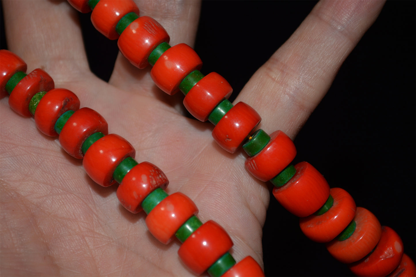 Real Tibetan Old Antique Red Coral Mala Prayer Beads Necklace Bracelet Himalayas