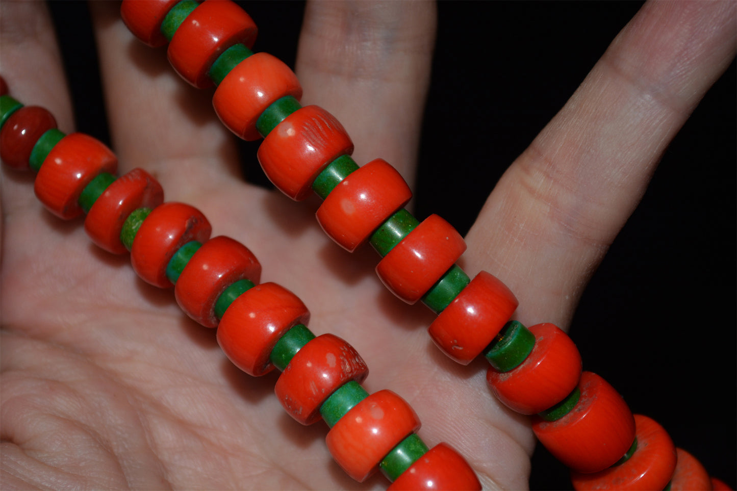 Real Tibetan Old Antique Red Coral Mala Prayer Beads Necklace Bracelet Himalayas