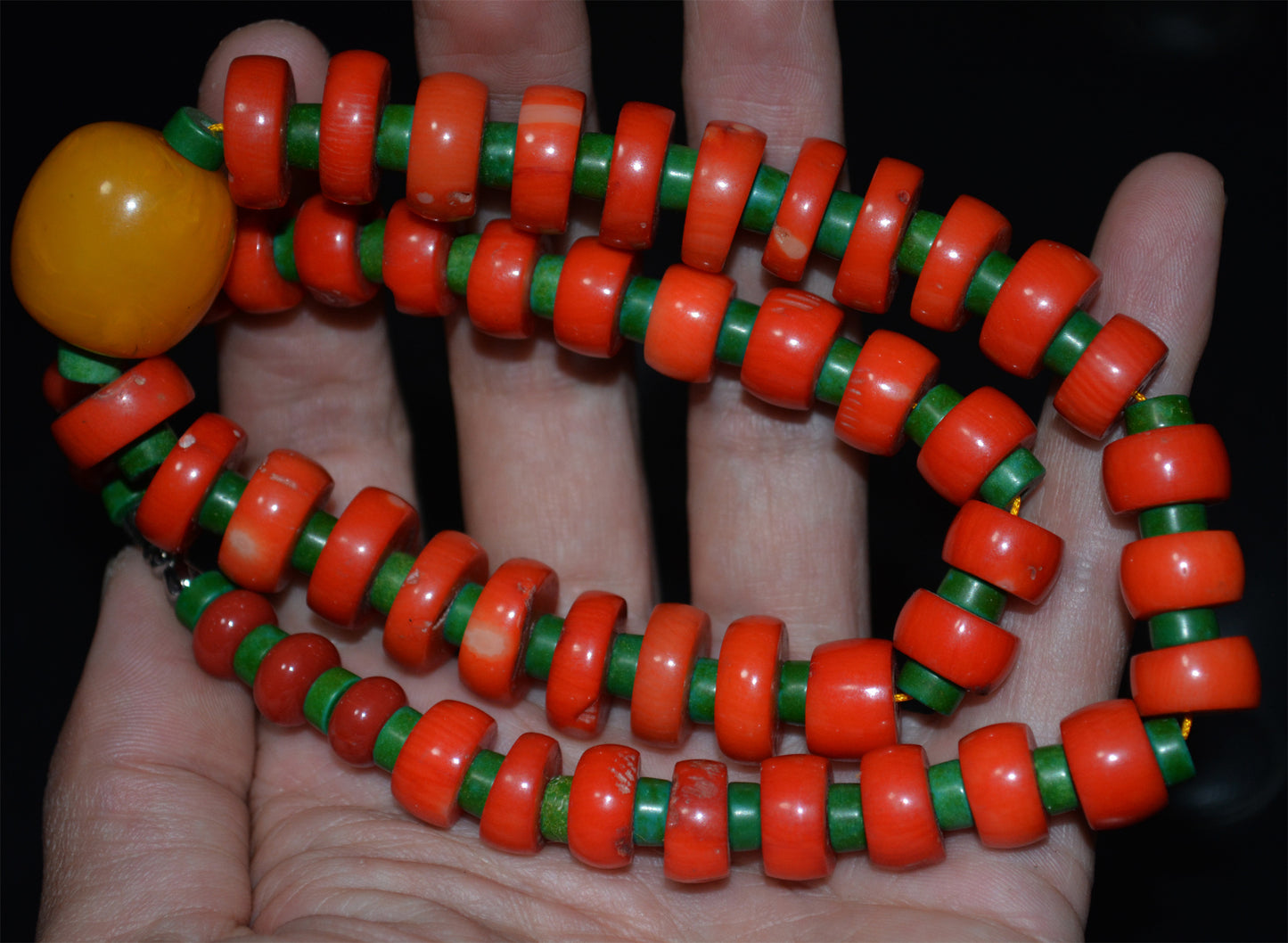 Real Tibetan Old Antique Red Coral Mala Prayer Beads Necklace Bracelet Himalayas