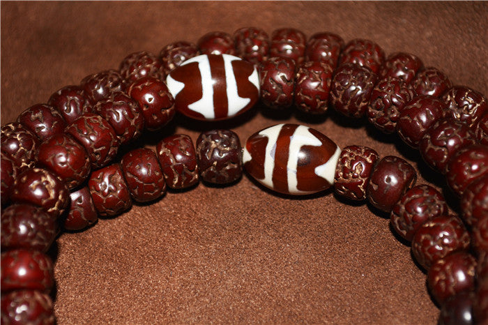 Real Tibetan Old Antique Rudraksha Bodhi Seeds Mala Prayer Beads Bracelet 108 Rosary Himalayan