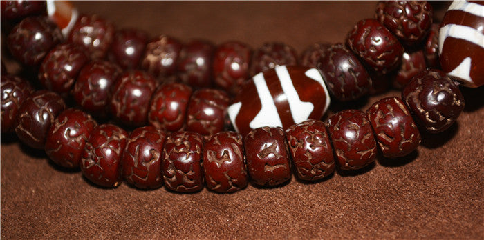 Real Tibetan Old Antique Rudraksha Bodhi Seeds Mala Prayer Beads Bracelet 108 Rosary Himalayan