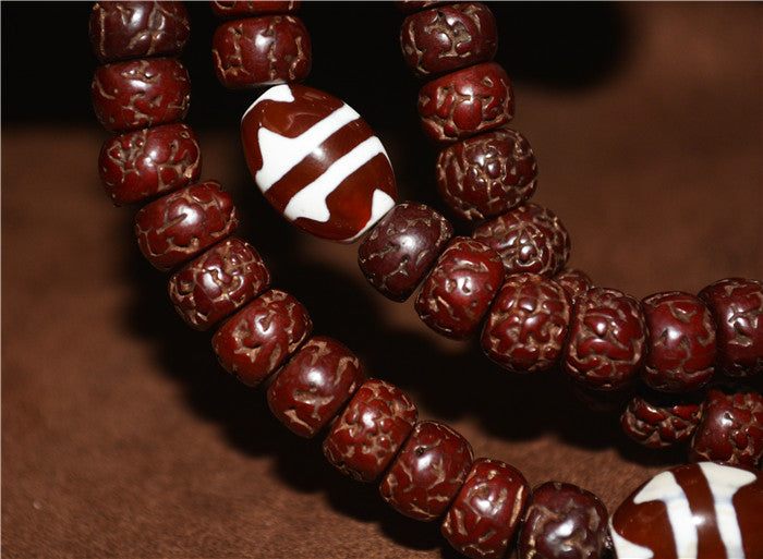 Real Tibetan Old Antique Rudraksha Bodhi Seeds Mala Prayer Beads Bracelet 108 Rosary Himalayan