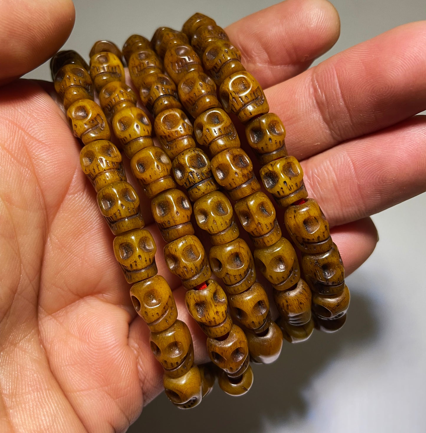 Real Tibetan Old Antique Skull Bracelet Mala Prayer Beads Kapala Bone Rosary Himalayan Genuine 108 Buddhism Worry Necklace Amulet