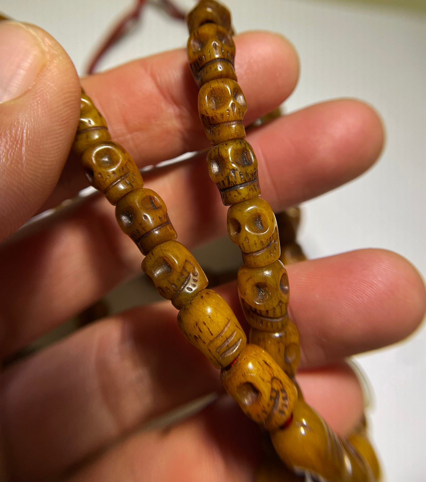 Real Tibetan Old Antique Skull Bracelet Mala Prayer Beads Kapala Bone Rosary Himalayan Genuine 108 Buddhism Worry Necklace Amulet