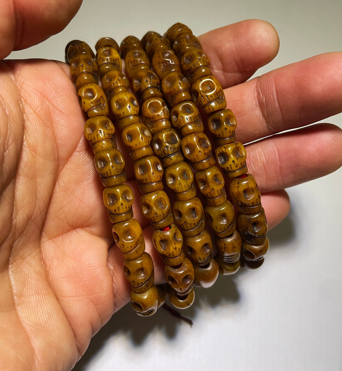 Real Tibetan Old Antique Skull Bracelet Mala Prayer Beads Kapala Bone Rosary Himalayan Genuine 108 Buddhism Worry Necklace Amulet