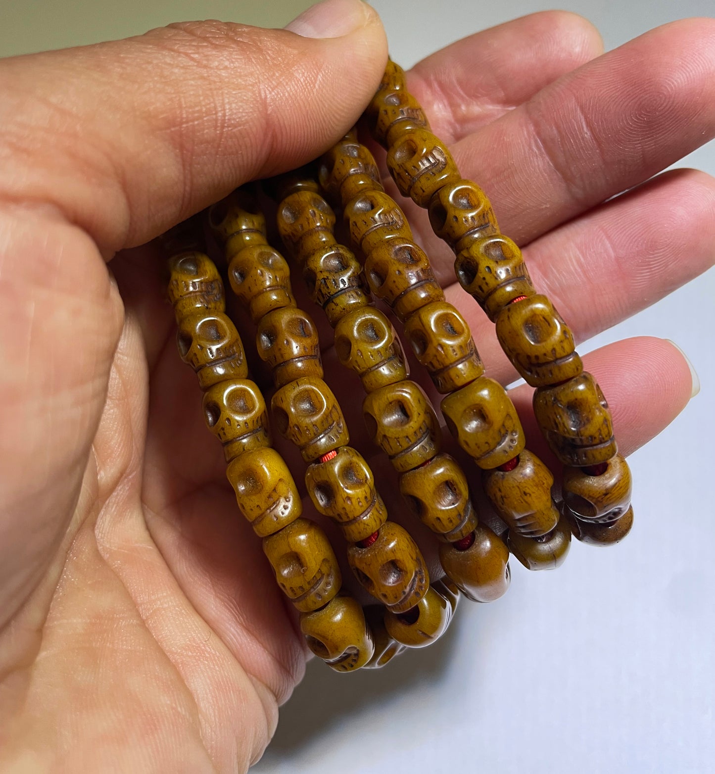 Real Tibetan Old Antique Skull Bracelet Mala Prayer Beads Kapala Bone Rosary Himalayan Genuine 108 Buddhism Worry Necklace Amulet