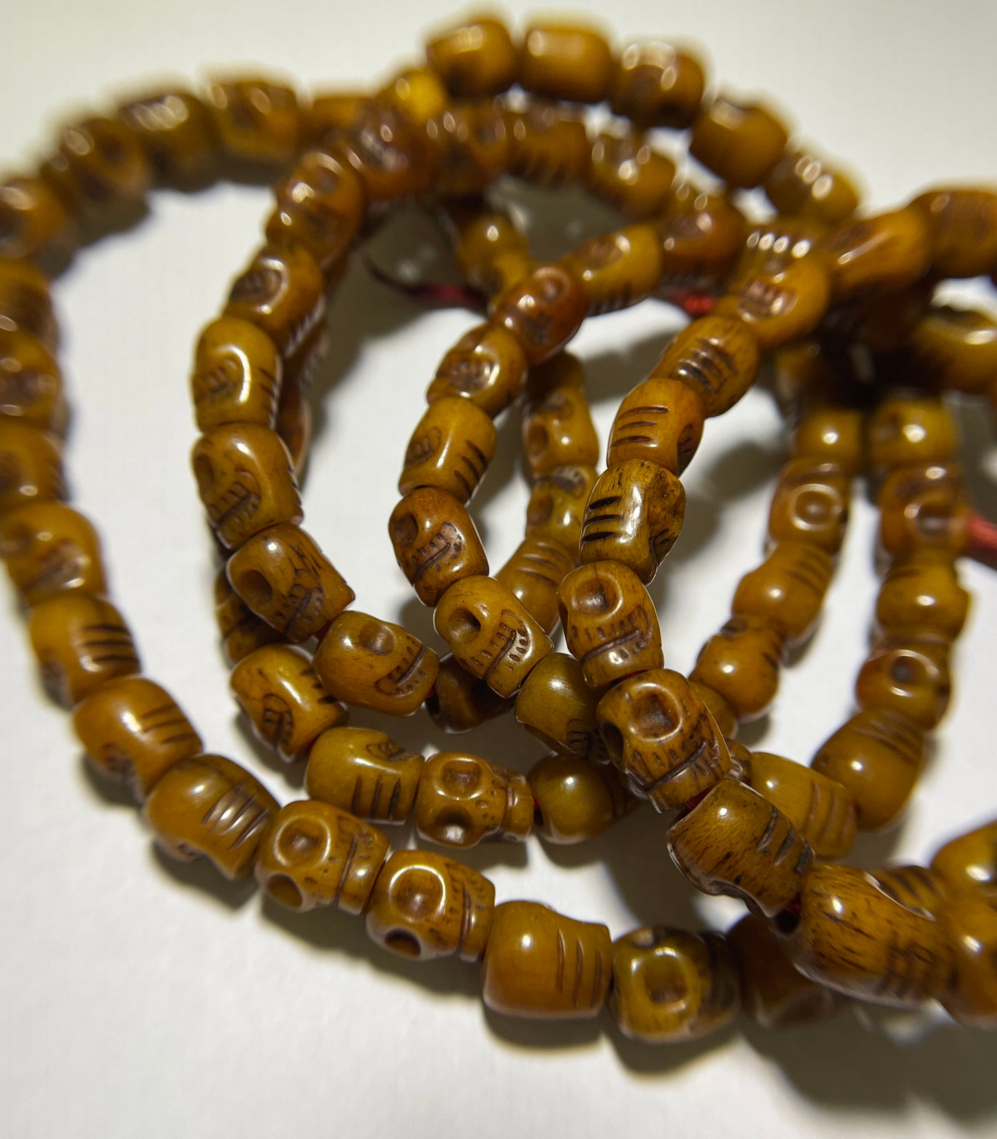 Real Tibetan Old Antique Skull Bracelet Mala Prayer Beads Kapala Bone Rosary Himalayan Genuine 108 Buddhism Worry Necklace Amulet