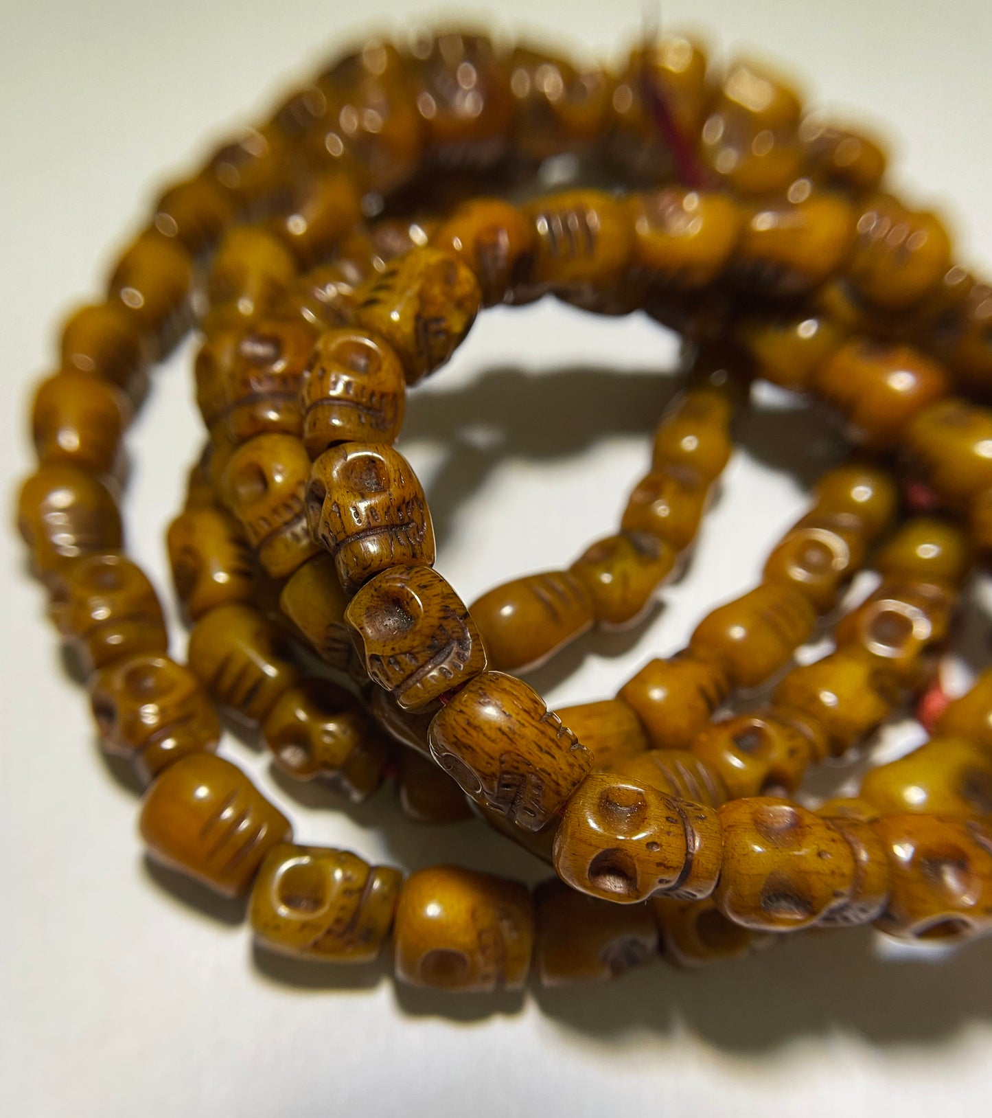 Real Tibetan Old Antique Skull Bracelet Mala Prayer Beads Kapala Bone Rosary Himalayan Genuine 108 Buddhism Worry Necklace Amulet