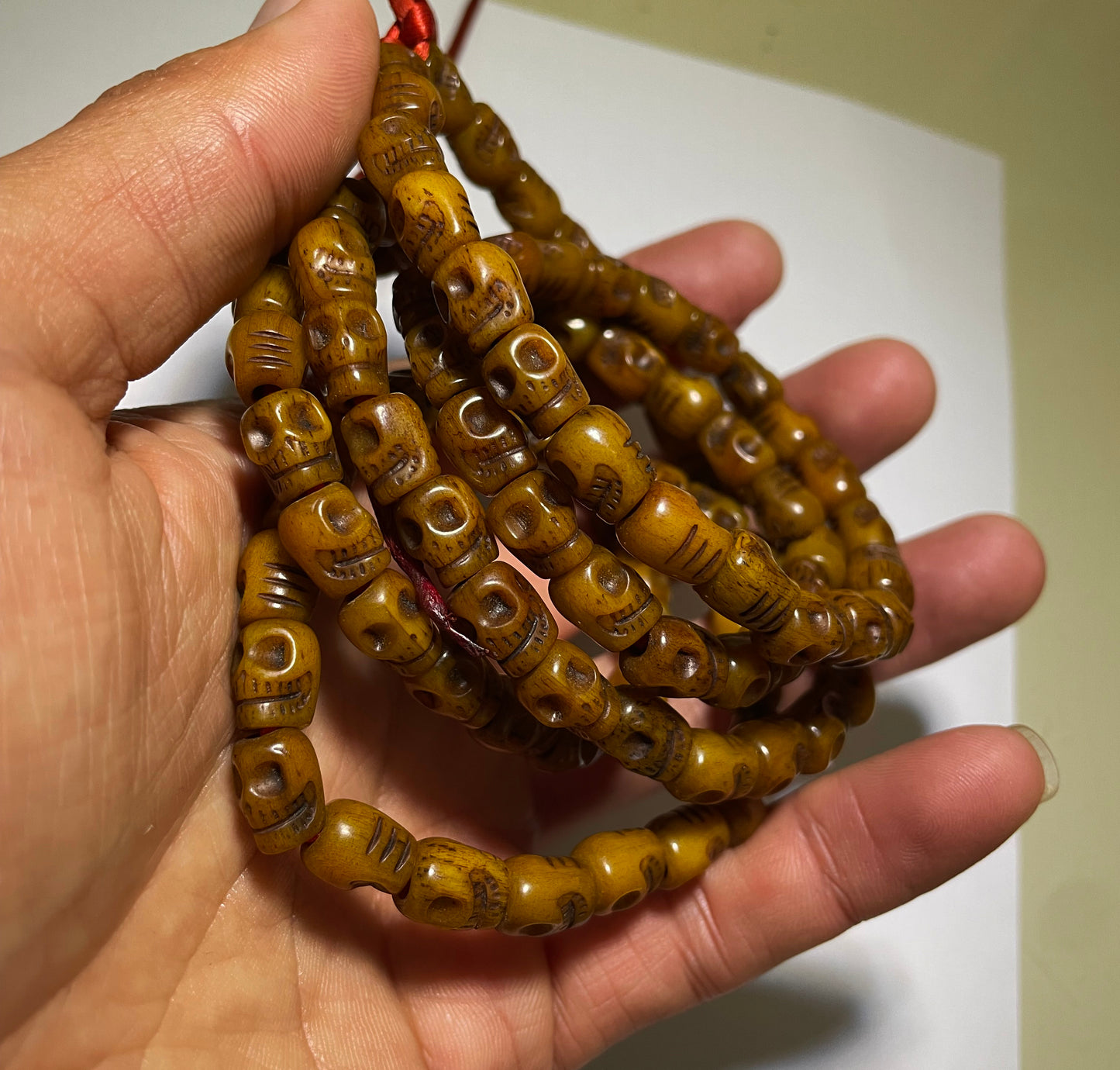 Real Tibetan Old Antique Skull Bracelet Mala Prayer Beads Kapala Bone Rosary Himalayan Genuine 108 Buddhism Worry Necklace Amulet