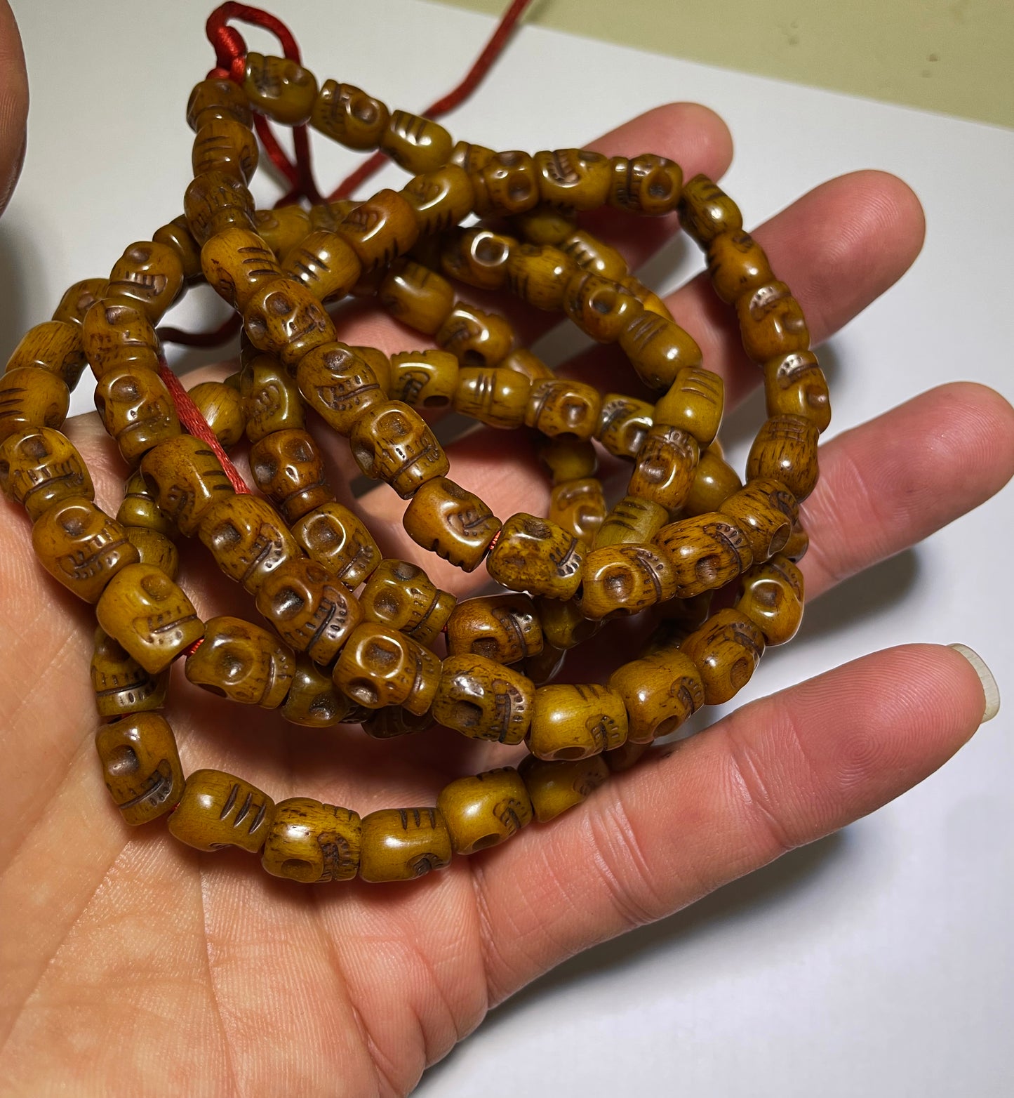 Real Tibetan Old Antique Skull Bracelet Mala Prayer Beads Kapala Bone Rosary Himalayan Genuine 108 Buddhism Worry Necklace Amulet