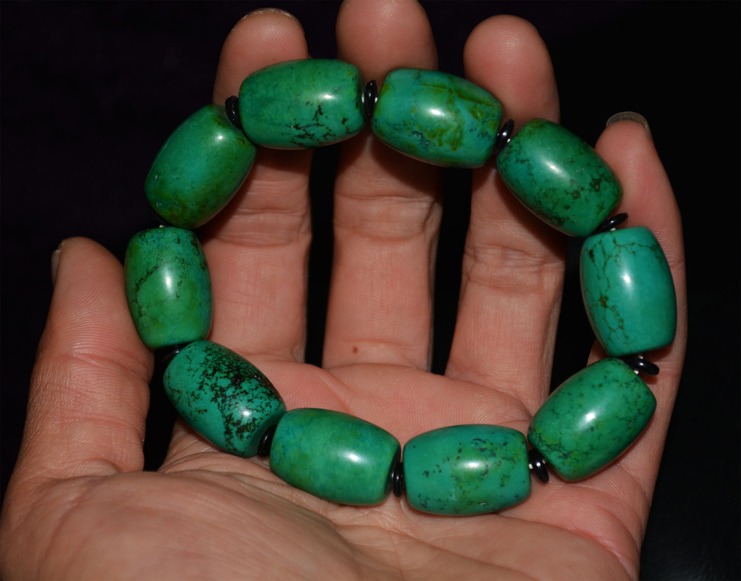 Real Tibetan Old Antique Turquoise Stone Bracelet Mala Prayer Beads Genuine Rosary Worry