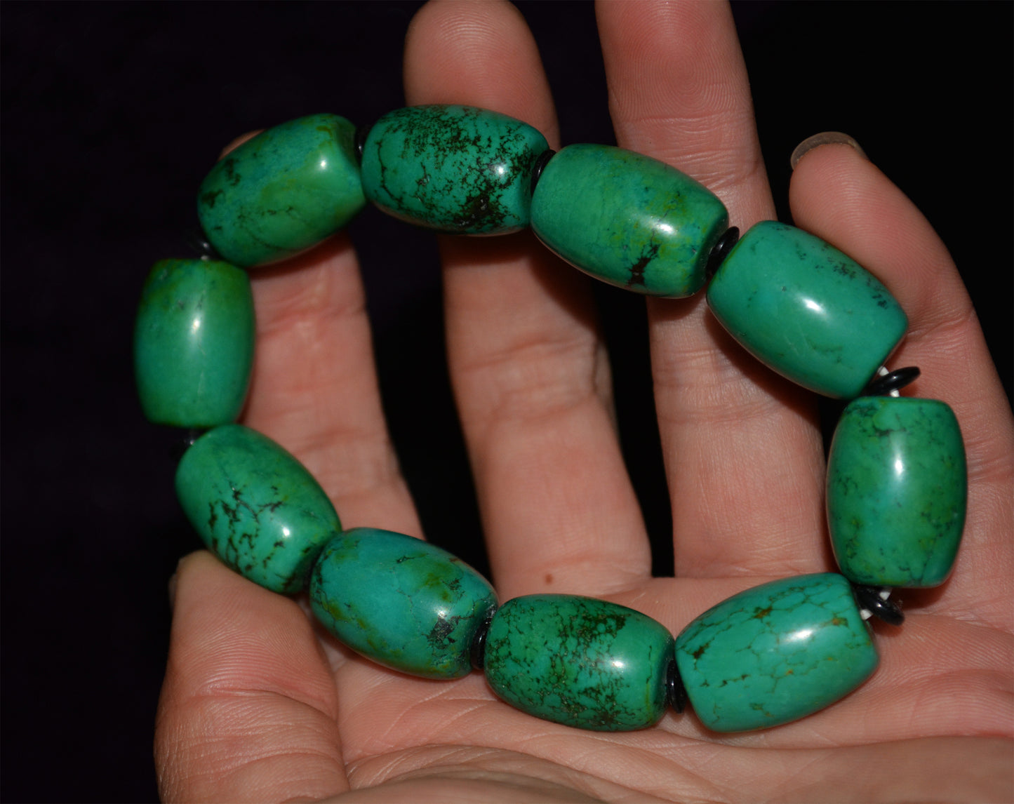 Real Tibetan Old Antique Turquoise Stone Bracelet Mala Prayer Beads Genuine Rosary Worry