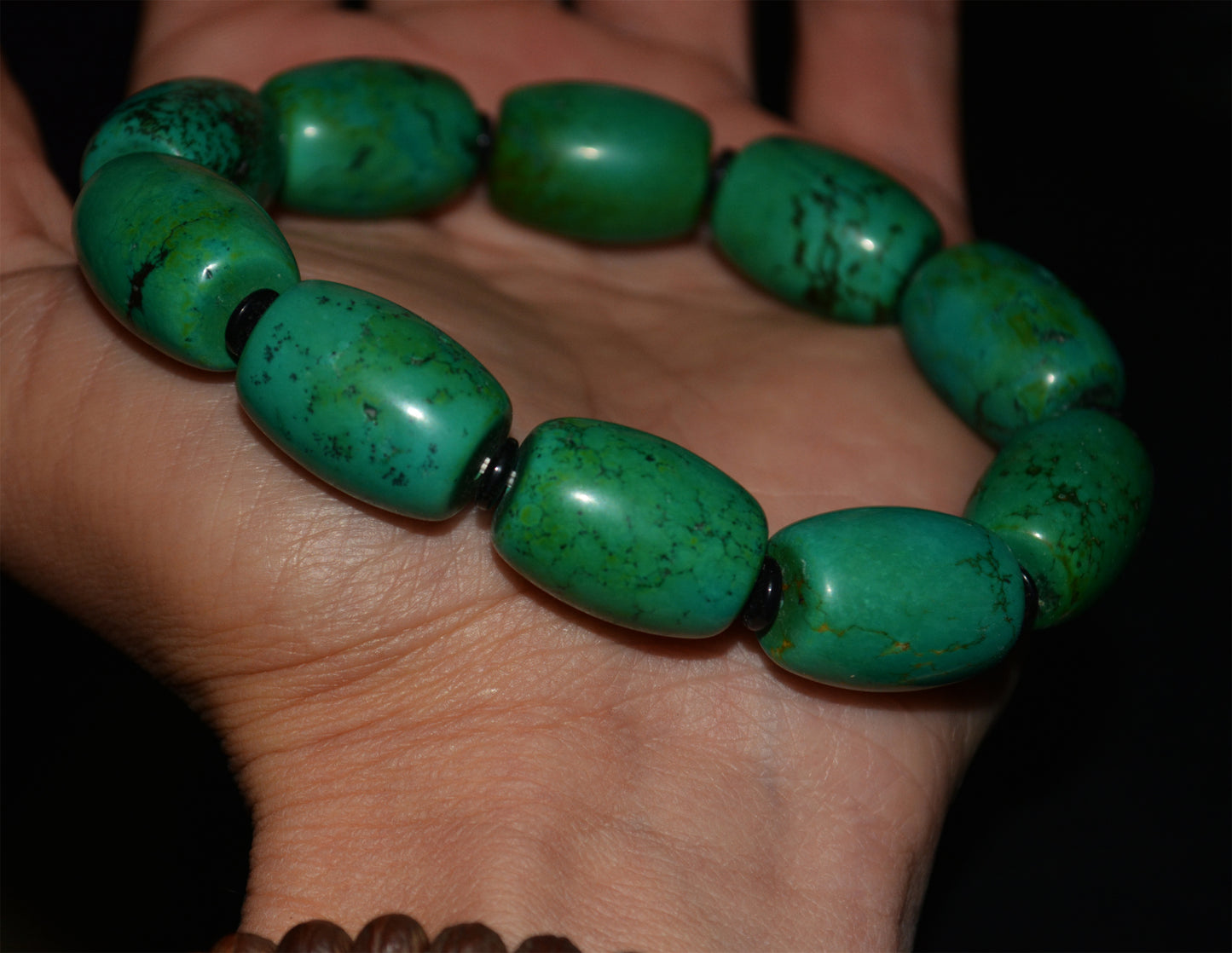 Real Tibetan Old Antique Turquoise Stone Bracelet Mala Prayer Beads Genuine Rosary Worry
