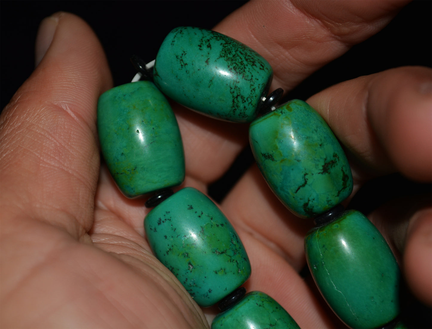 Real Tibetan Old Antique Turquoise Stone Bracelet Mala Prayer Beads Genuine Rosary Worry