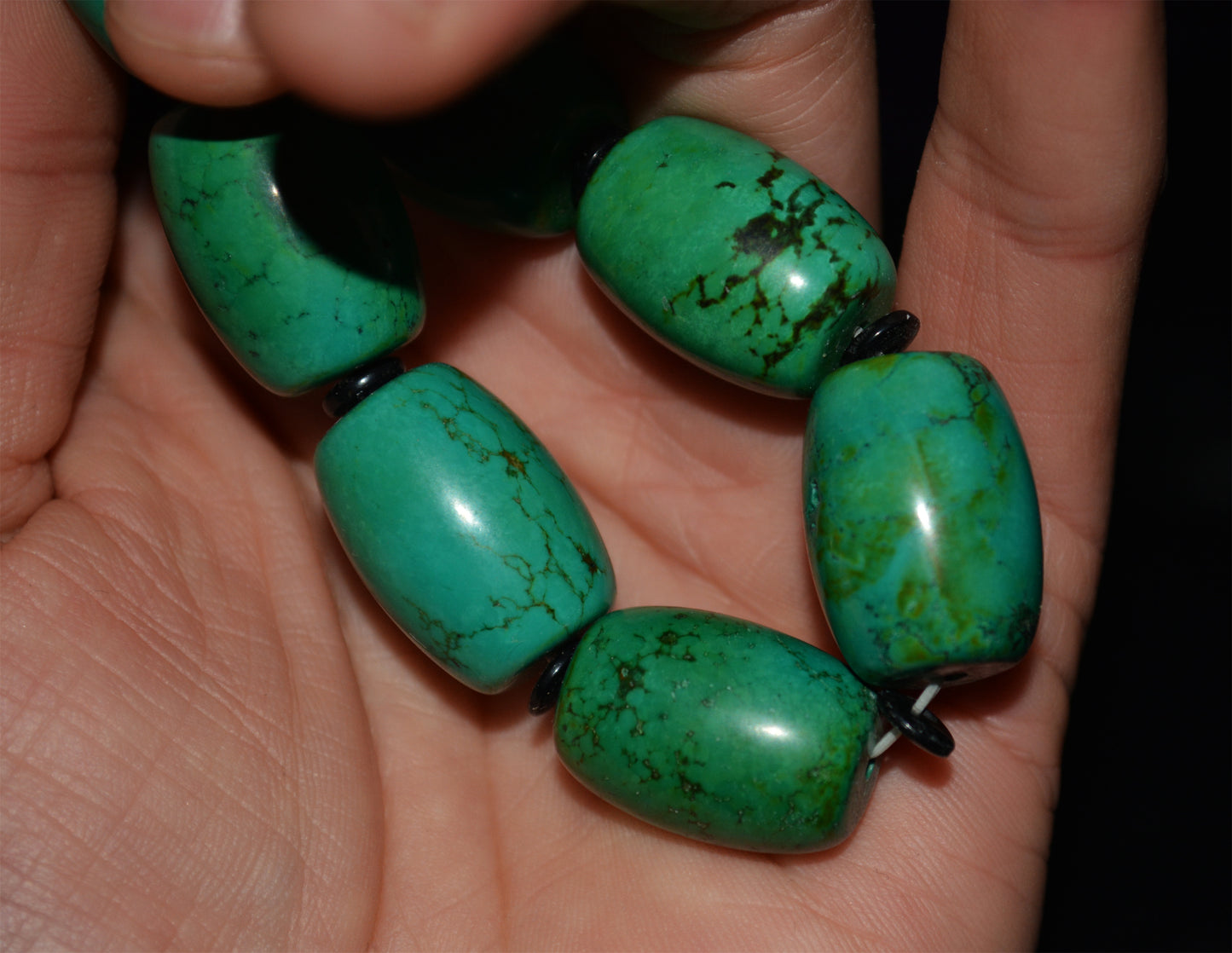 Real Tibetan Old Antique Turquoise Stone Bracelet Mala Prayer Beads Genuine Rosary Worry
