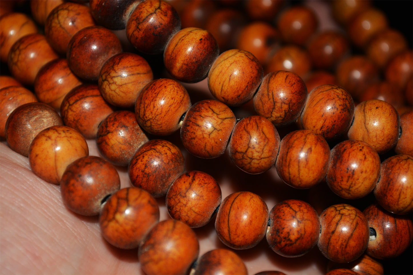 Real Tibetan Old Antique Yak Bone Mala Prayer Beads Bracelet Amulet 108 Himalaya Rosary Nine Eyes Dzi