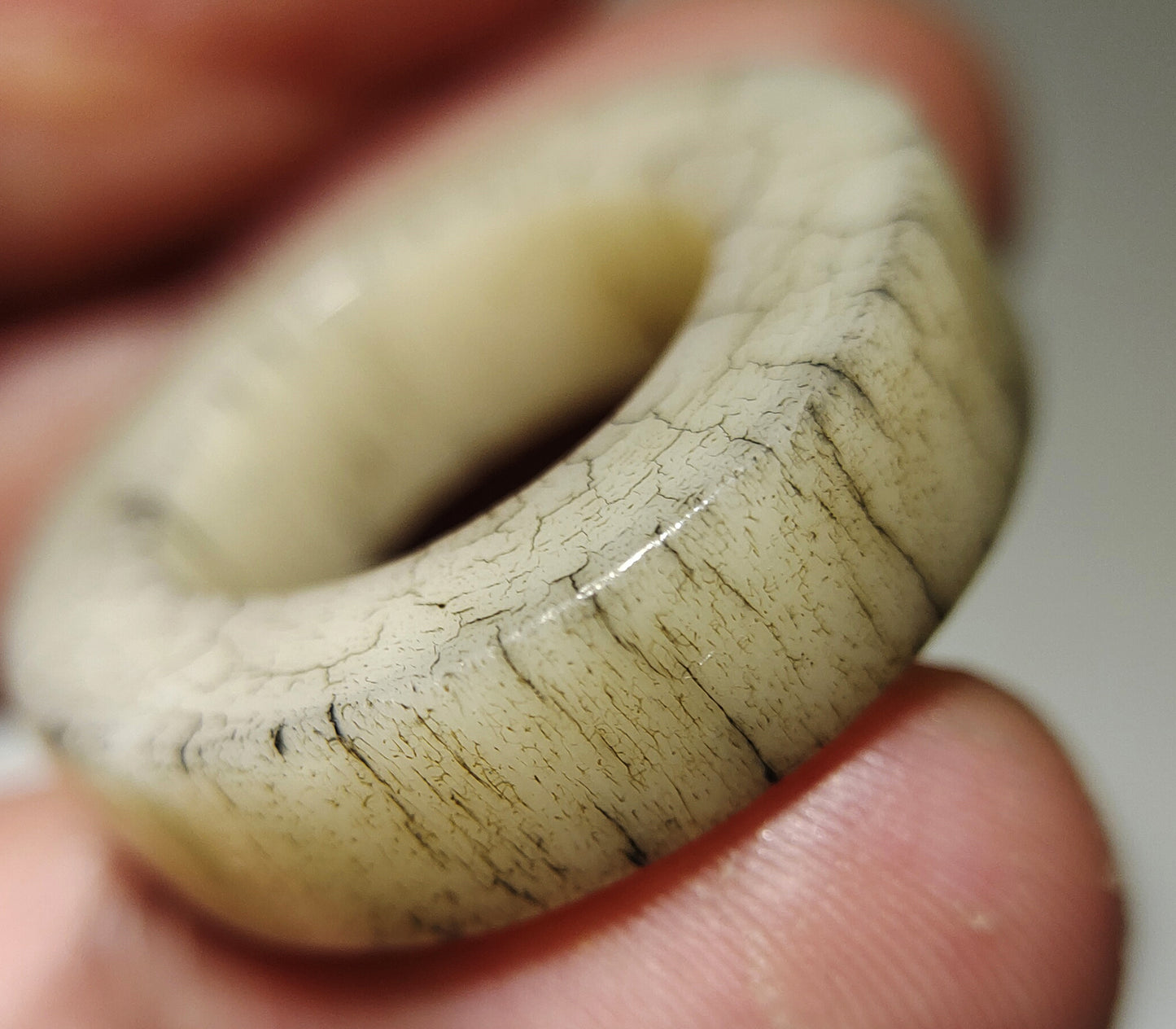 Real Tibetan Old Antique Yak Bone Pendant Ring Amulet Genuine Mala Prayer Kapala Bead Doughnut Lucky Talisman Donut