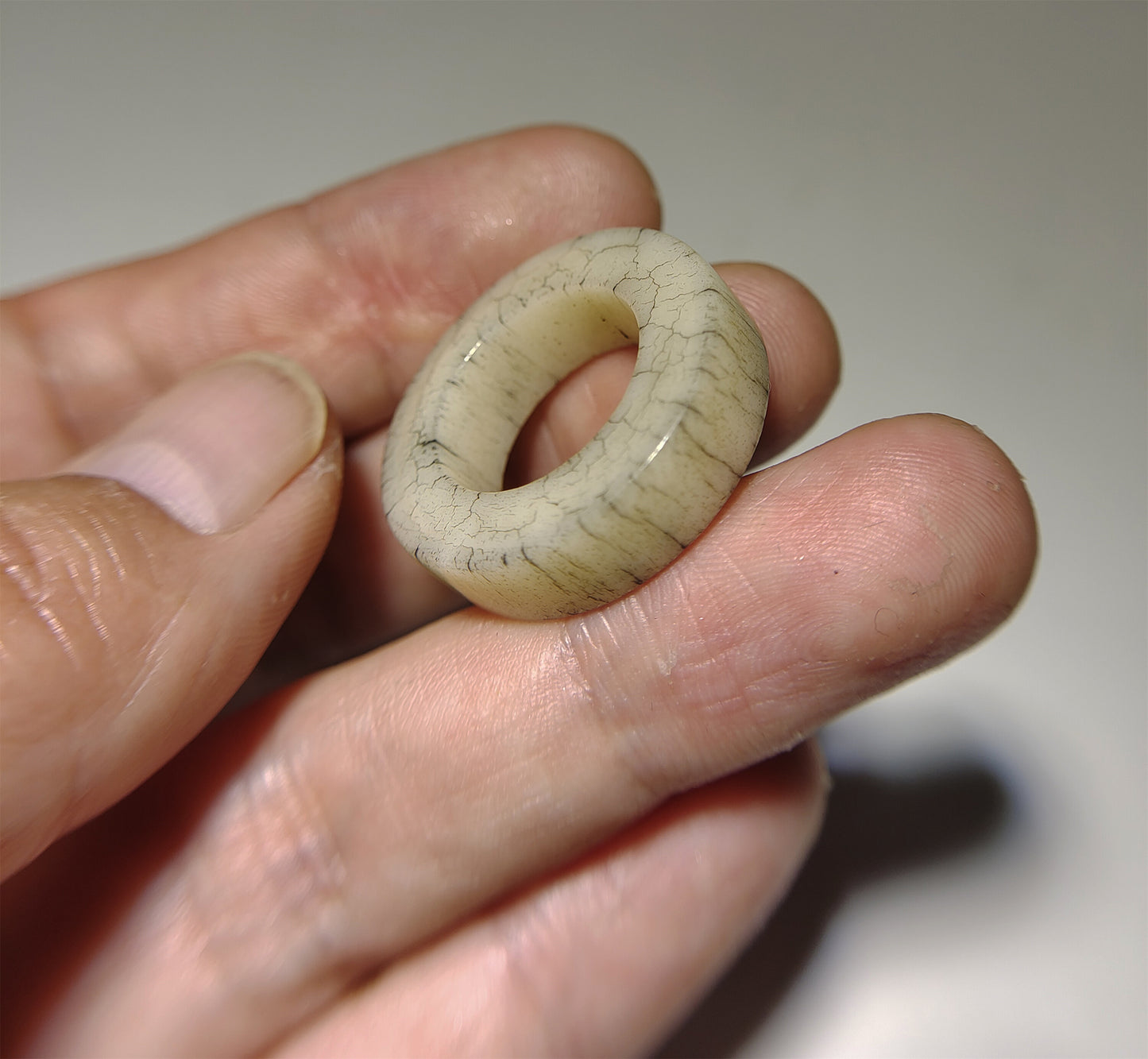 Real Tibetan Old Antique Yak Bone Pendant Ring Amulet Genuine Mala Prayer Kapala Bead Doughnut Lucky Talisman Donut