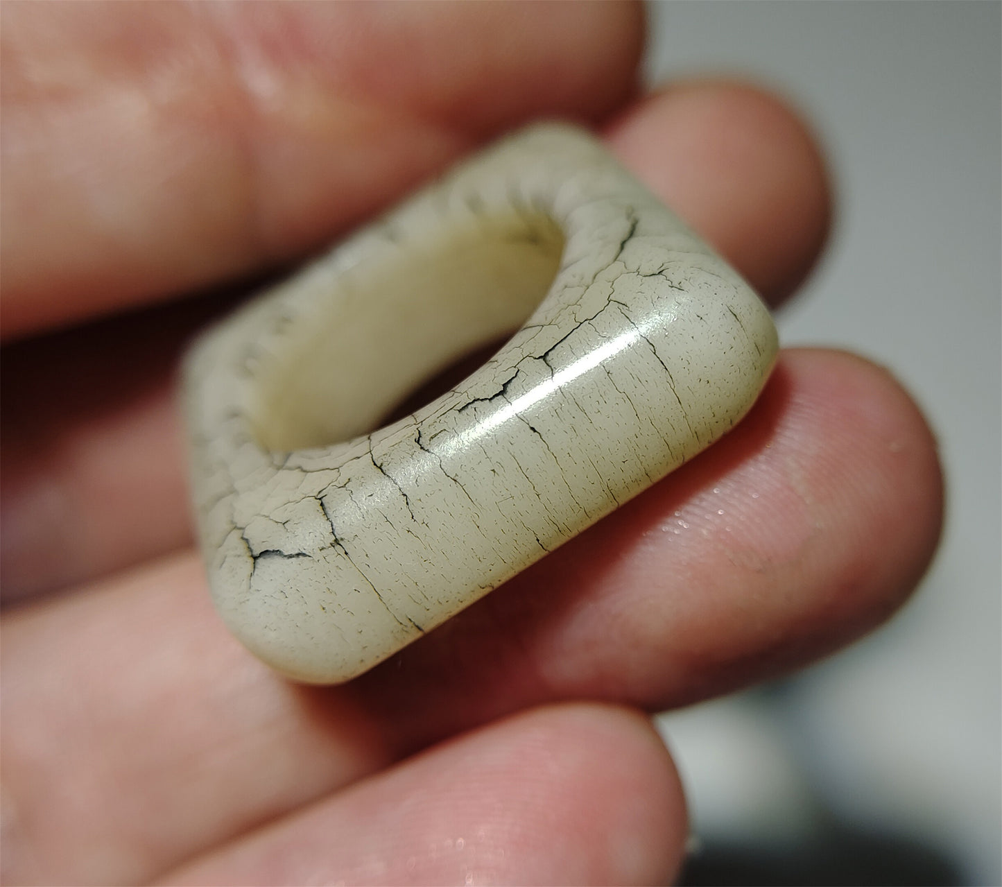 Real Tibetan Old Antique Yak Bone Pendant Ring Amulet Mala Prayer Kapala Bead Doughnut Lucky Talisman
