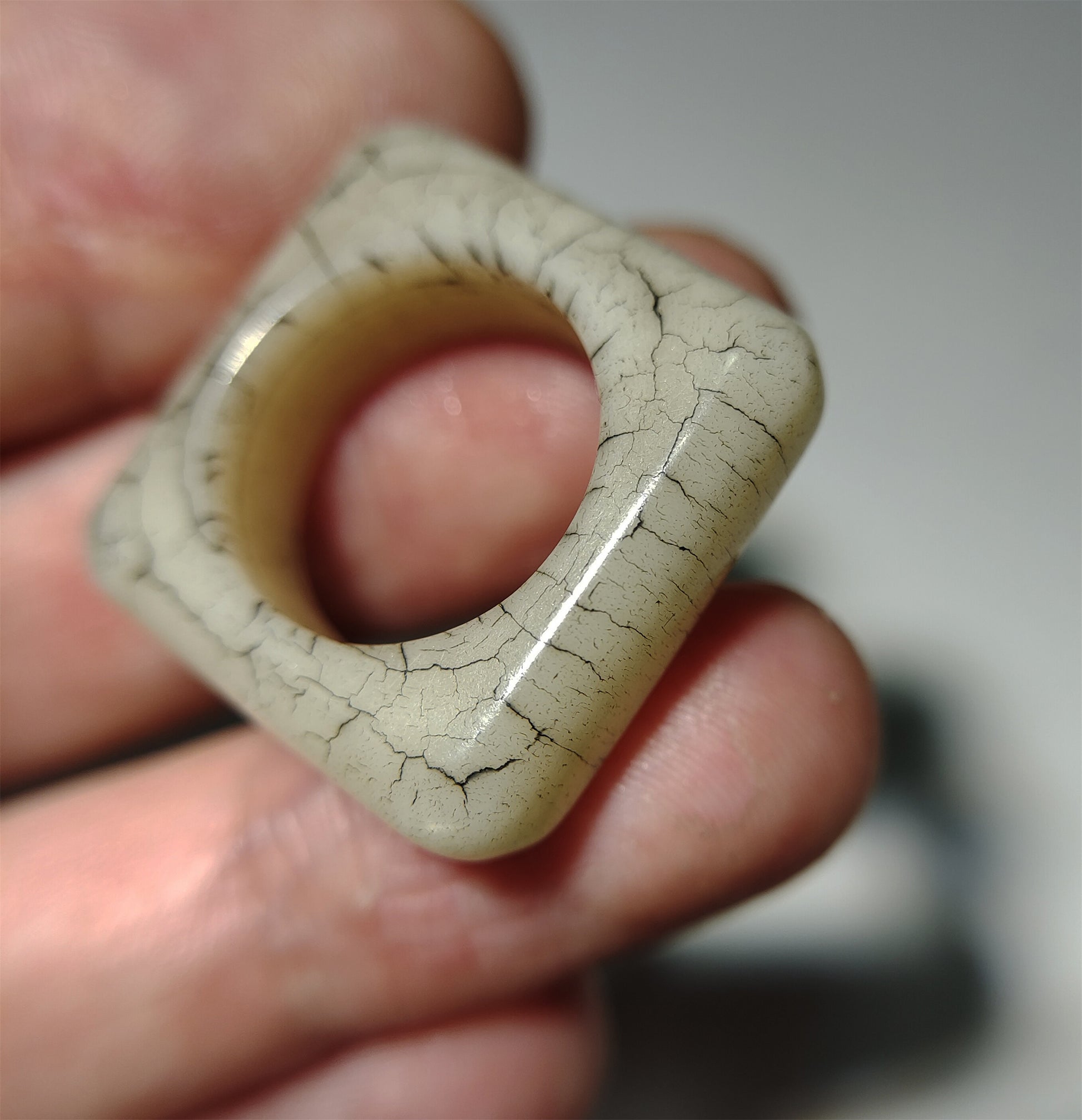 Real Tibetan Old Antique Yak Bone Pendant Ring Amulet Mala Prayer Kapala Bead Doughnut Lucky Talisman