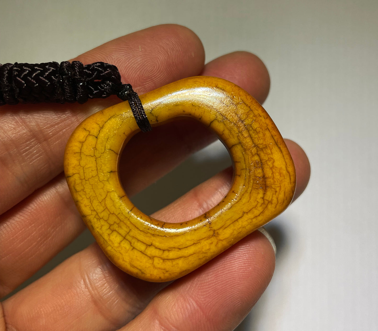 Real Tibetan Old Antique Yak Bone Pendant Ring Bead Amulet Tibet Prayer Talisman