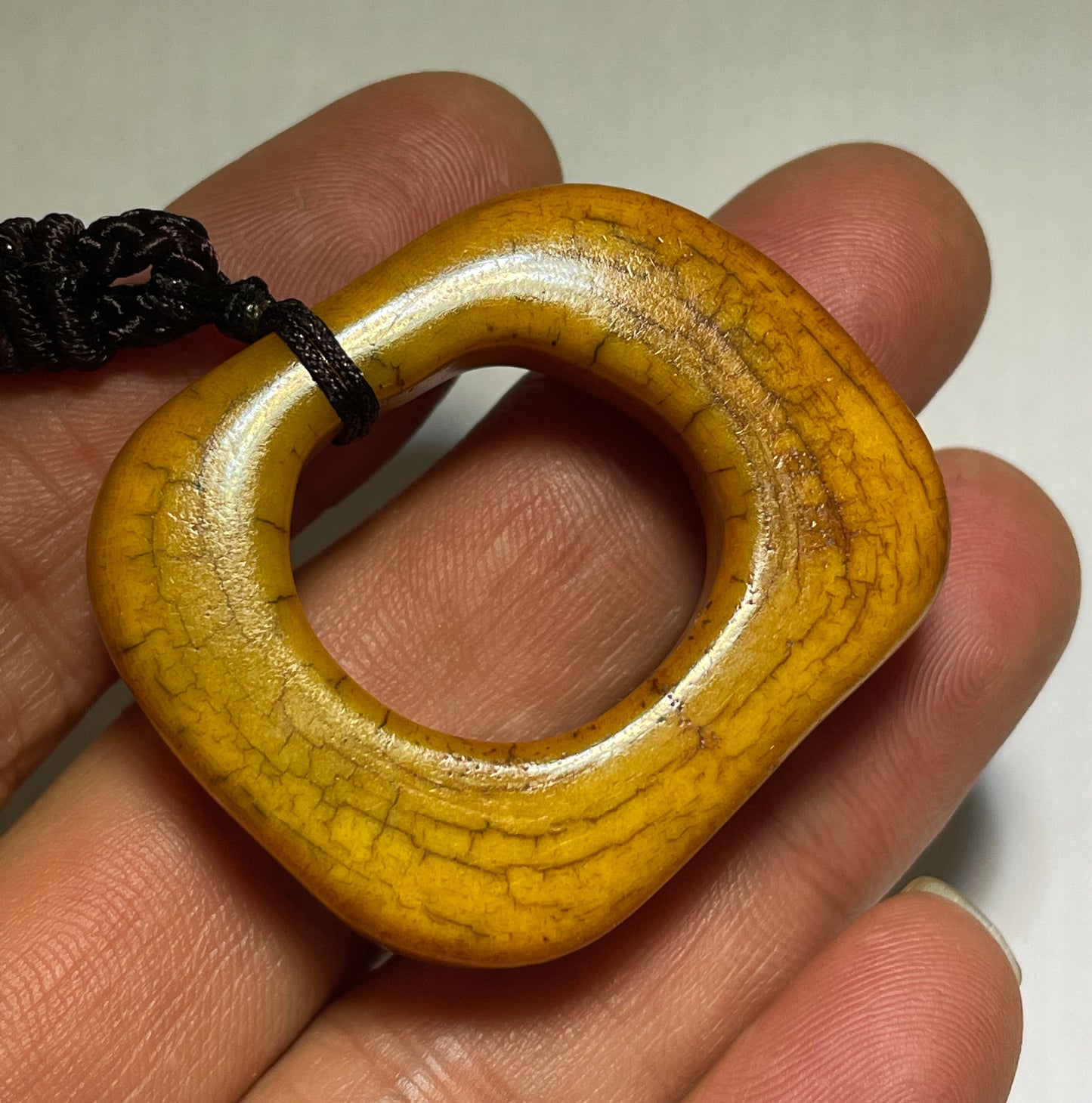 Real Tibetan Old Antique Yak Bone Pendant Ring Bead Amulet Tibet Prayer Talisman
