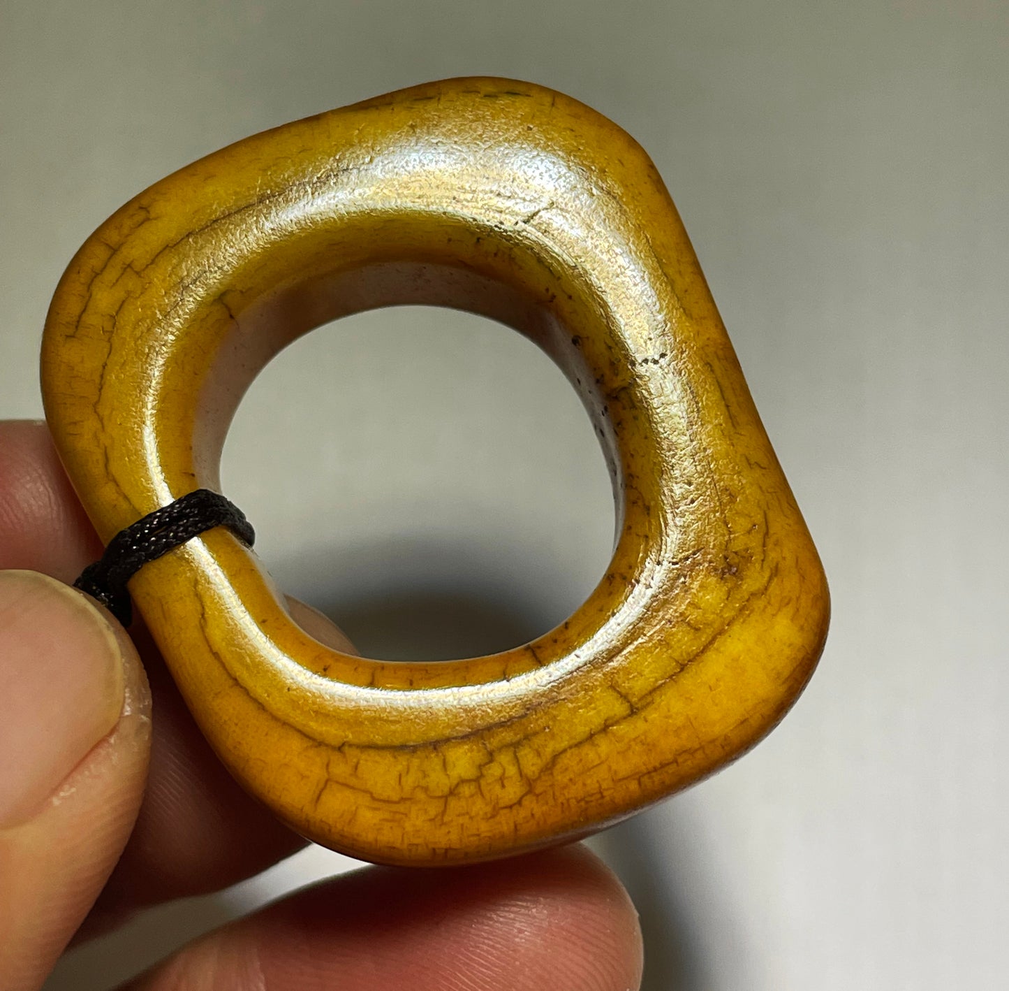 Real Tibetan Old Antique Yak Bone Pendant Ring Bead Amulet Tibet Prayer Talisman