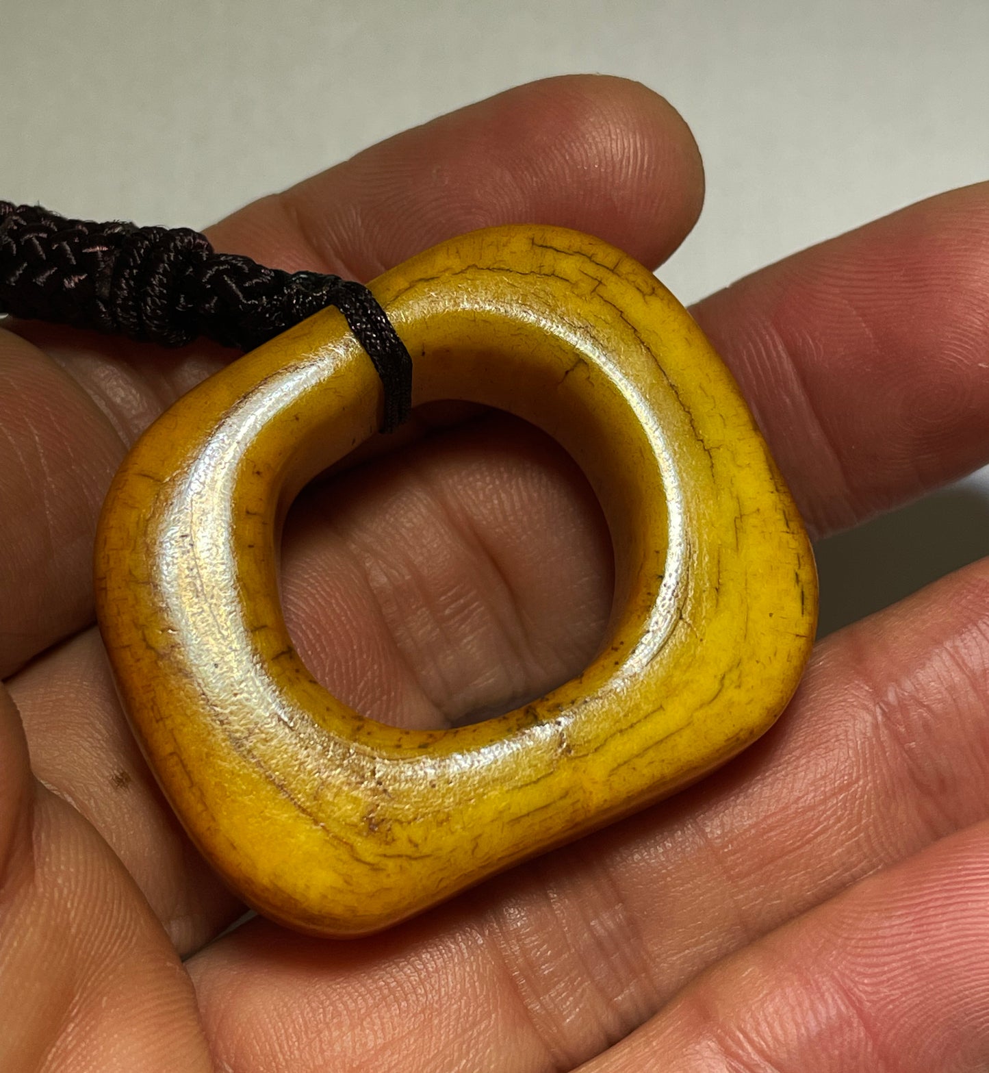Real Tibetan Old Antique Yak Bone Pendant Ring Bead Amulet Tibet Prayer Talisman