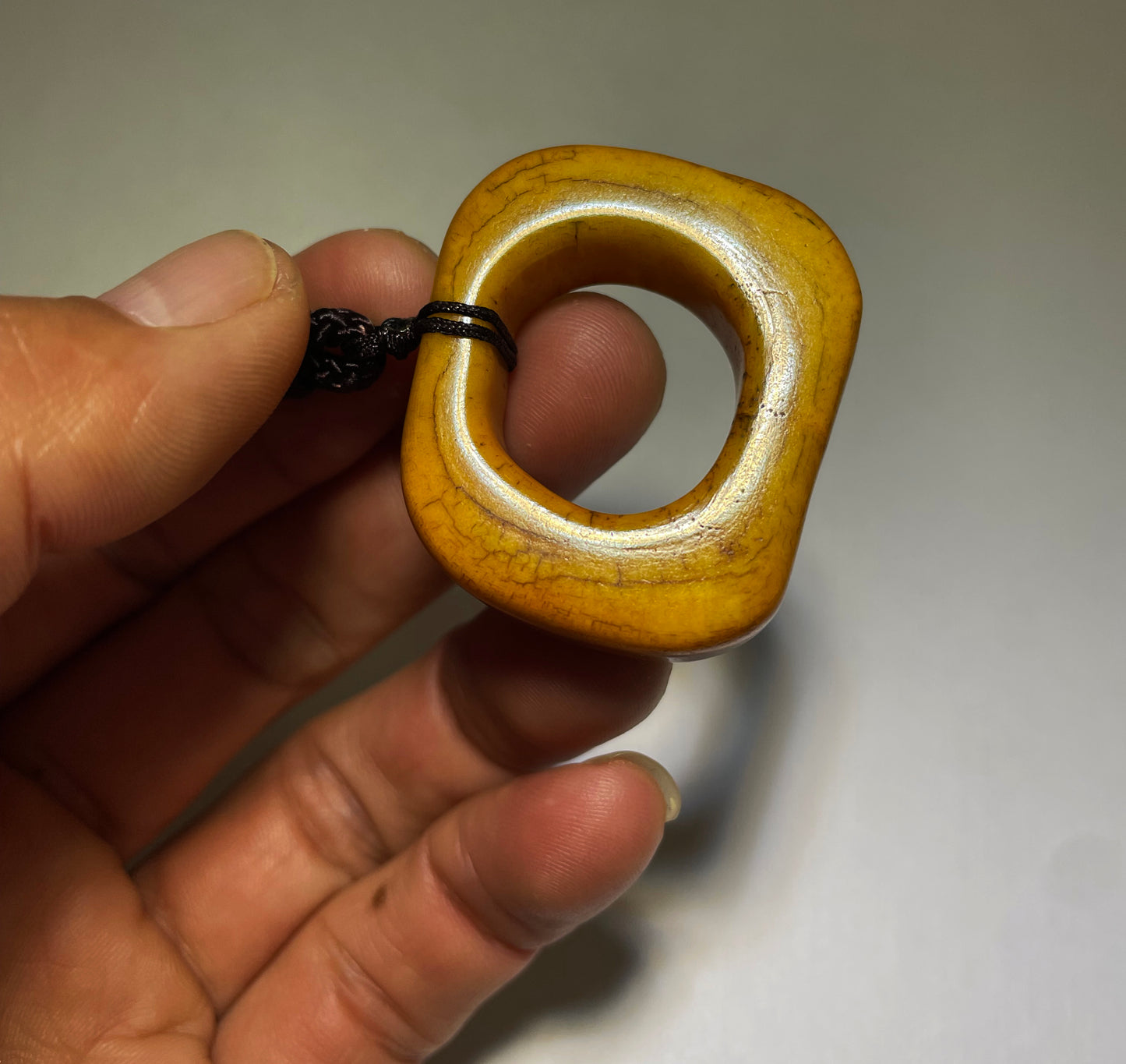 Real Tibetan Old Antique Yak Bone Pendant Ring Bead Amulet Tibet Prayer Talisman