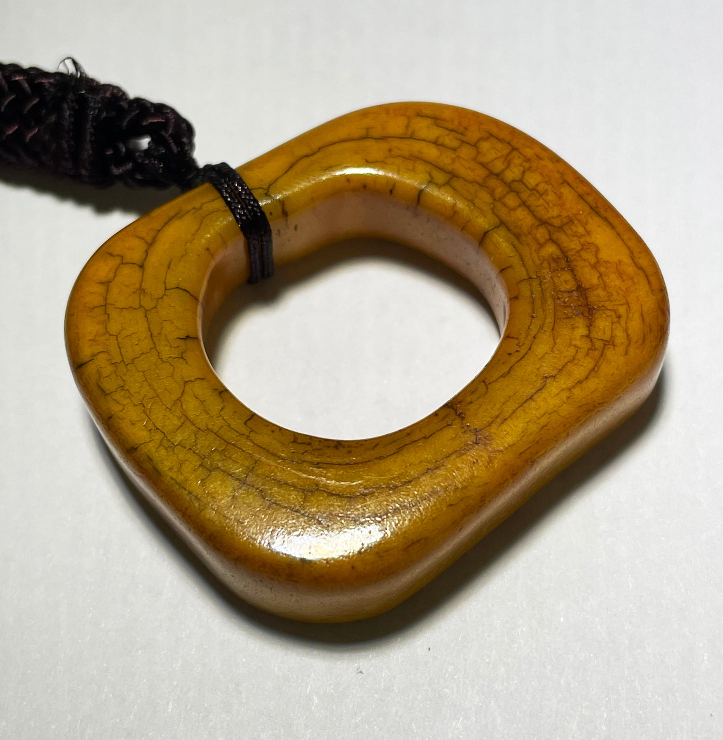 Real Tibetan Old Antique Yak Bone Pendant Ring Bead Amulet Tibet Prayer Talisman