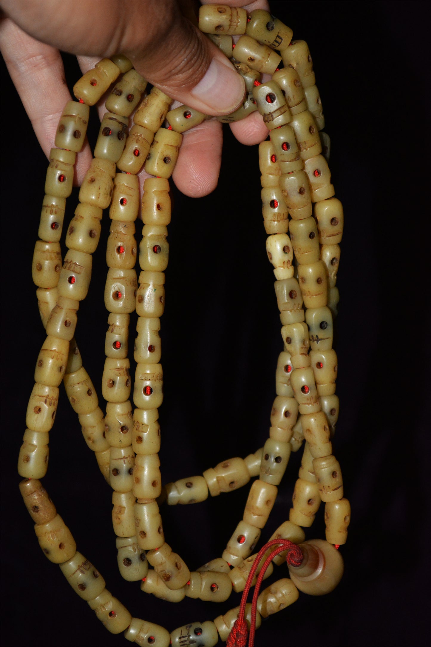 Real Tibetan Old Antique Yak Bone Skull Mala Prayer Beads Bracelet Rosary Himalayan Genuine 108 Buddhism Worry Amulet