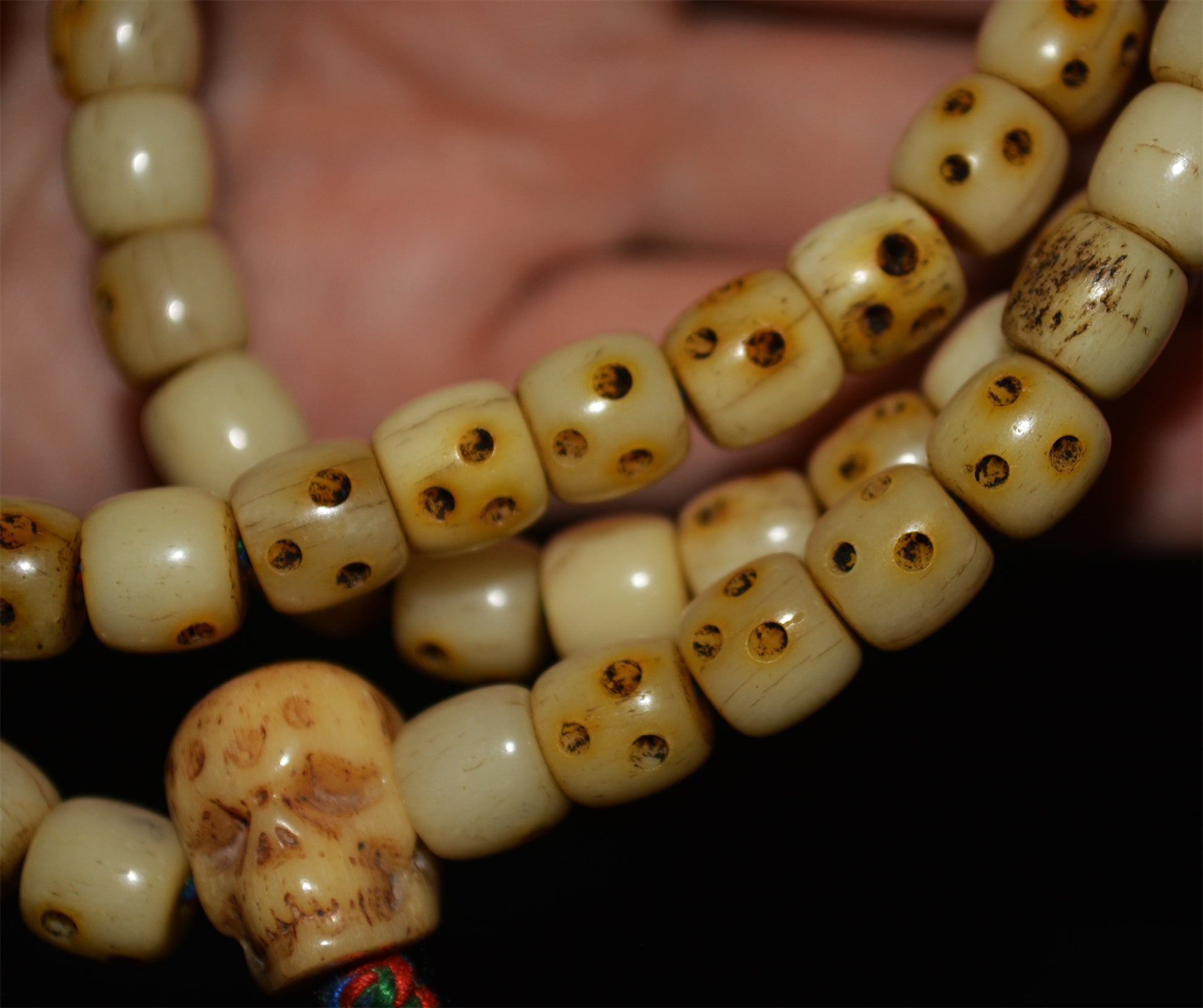 Real Tibetan Old Antique Yak Bone Skull Prayer Beads Bracelet Mala Rosary Himalayas Genuine 108 Buddhism Worry Amulet