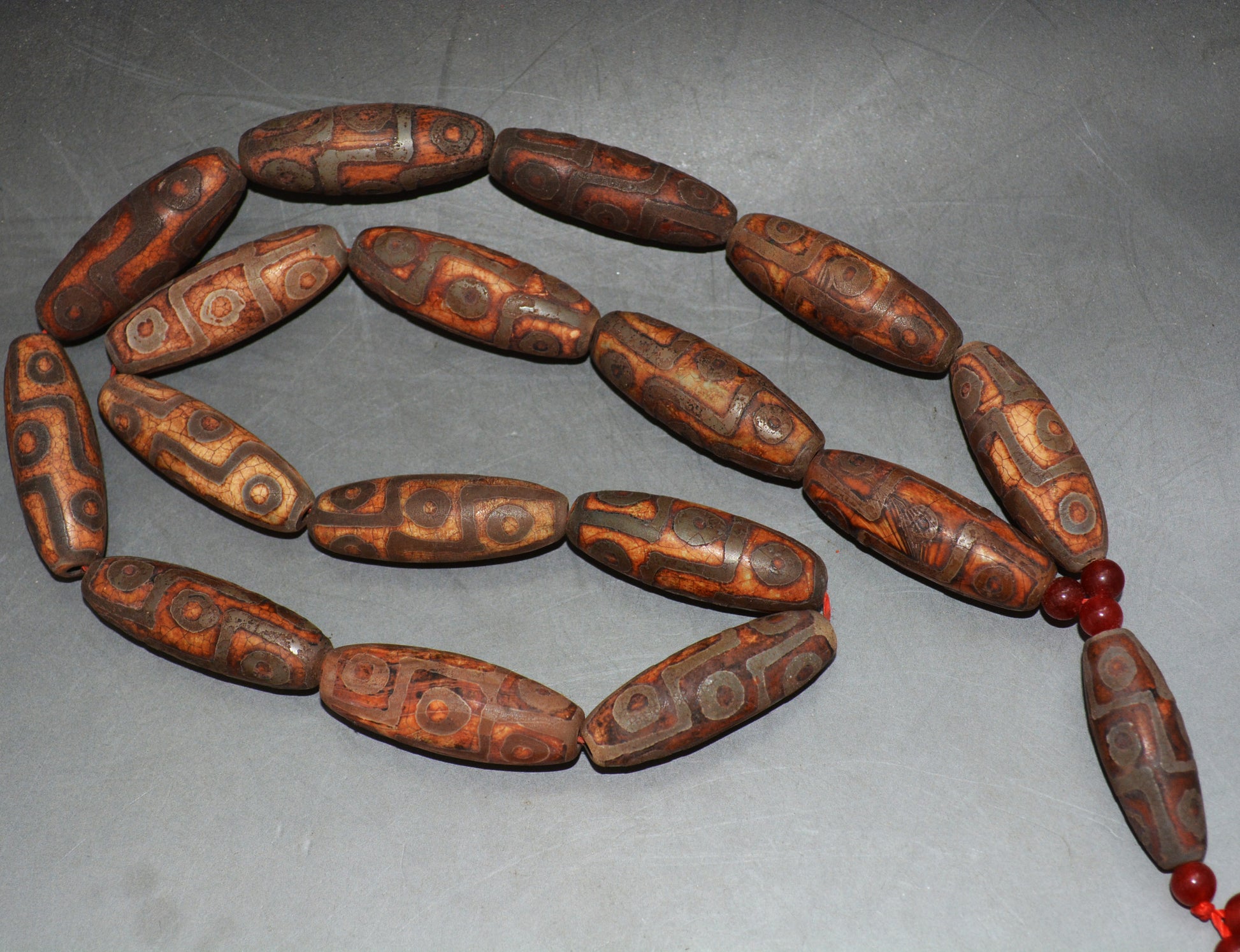 Real Tibetan Old Nine Eyes Dzi Bead Amulet Mala Prayer Beads Himalayas Agate Tibet Necklace