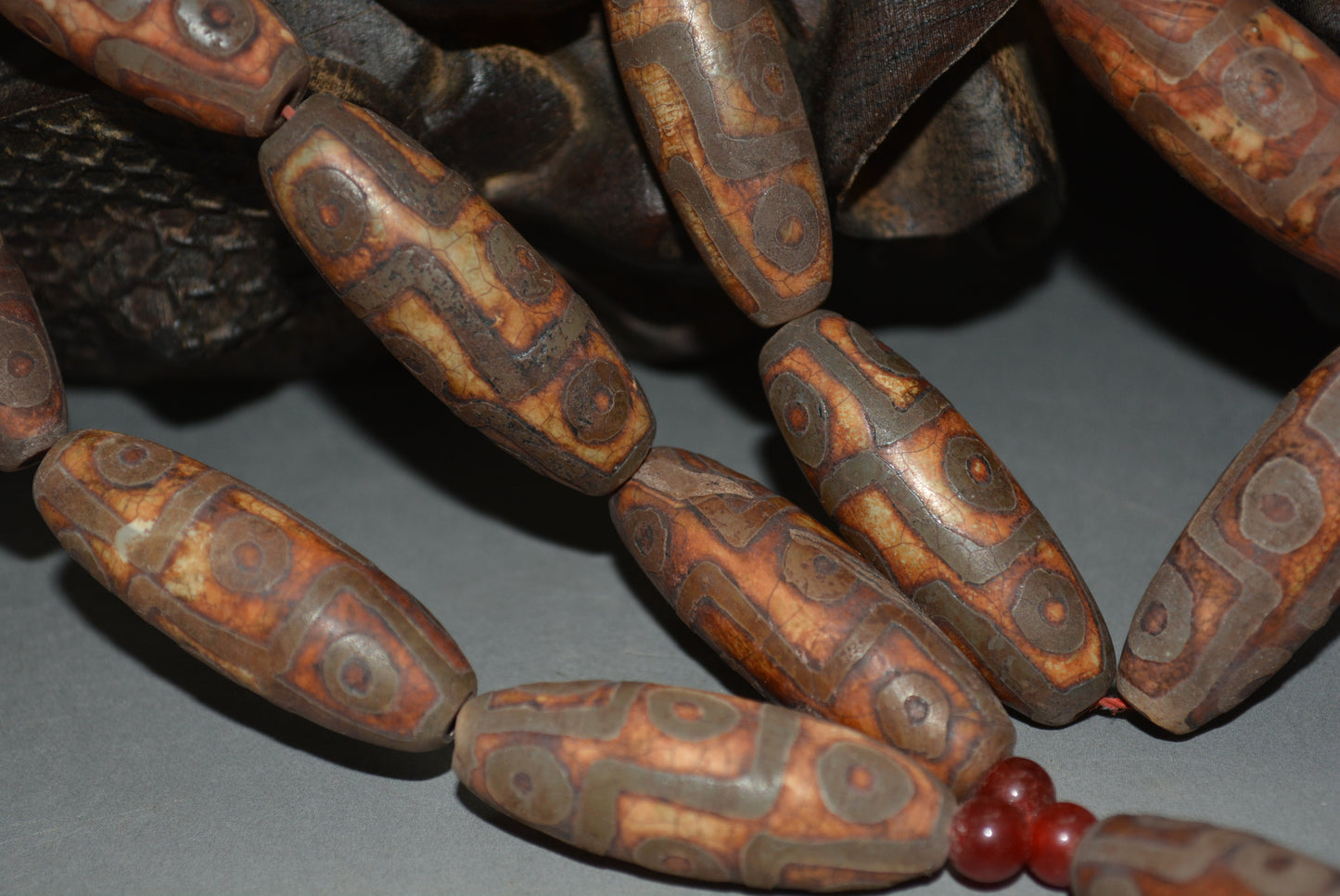 Real Tibetan Old Nine Eyes Dzi Bead Amulet Mala Prayer Beads Himalayas Agate Tibet Necklace