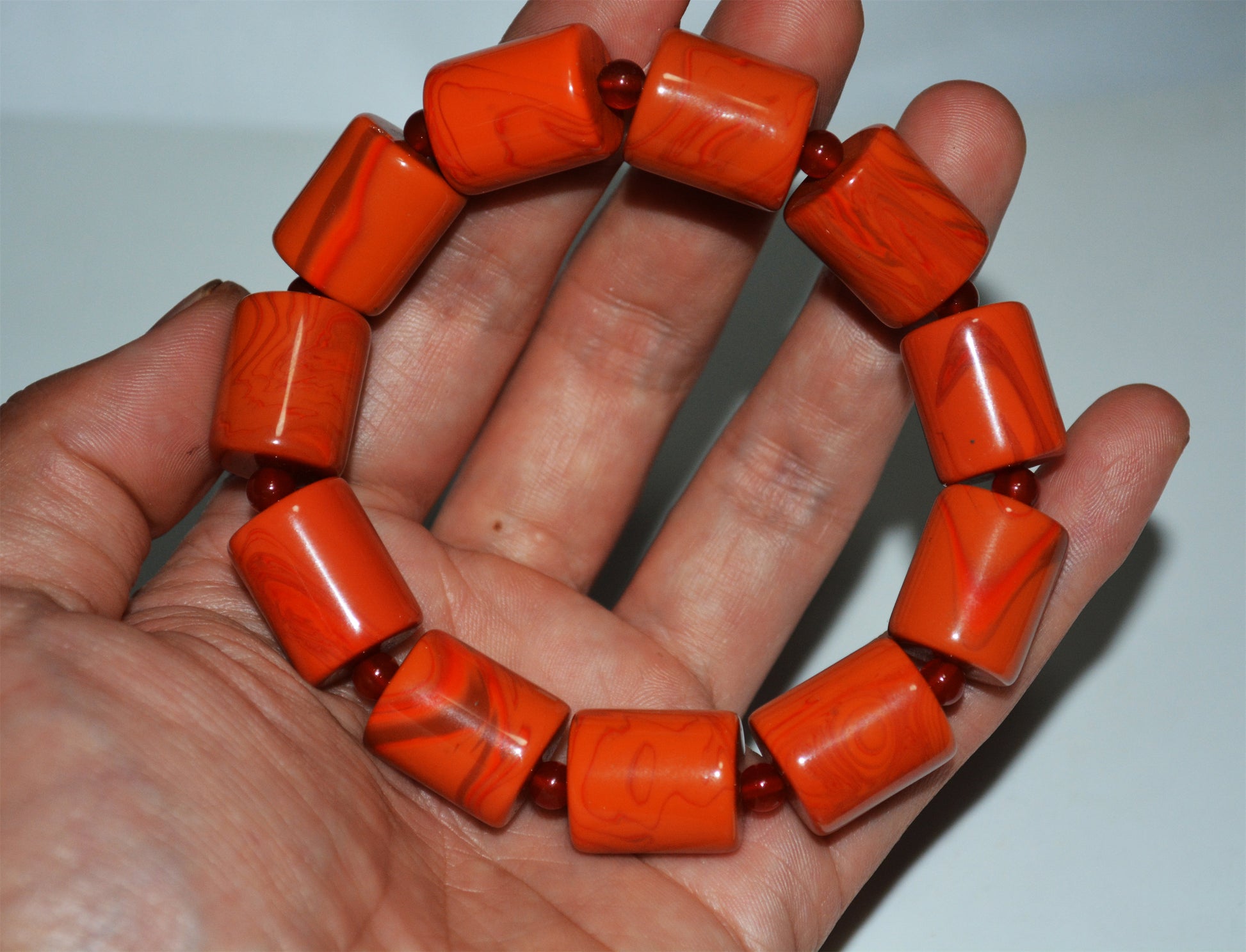 Real Tibetan Old Pema Raka Agate Bracelet Mala Prayer Beads Himalayan Nanhong Carnelian Rosary  Genuine Worry Amulet