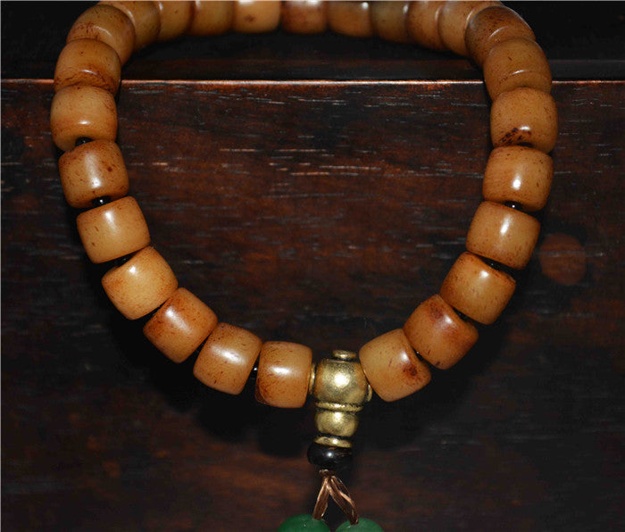 Real Tibetan Old Yak Bone Bracelet Mala Prayer Beads Amulet Antique Tibet Rosary