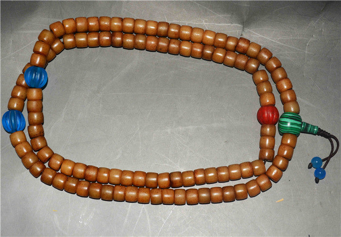 Real Tibetan Old Yak Bone Mala Prayer Beads Bracelet Amulet 108 Antique Tibet Rosary